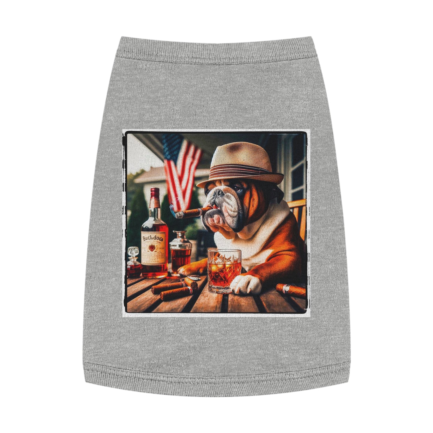 Pet Tank Top Bulldog cigar chilling t shirt Pets Printify M Heather