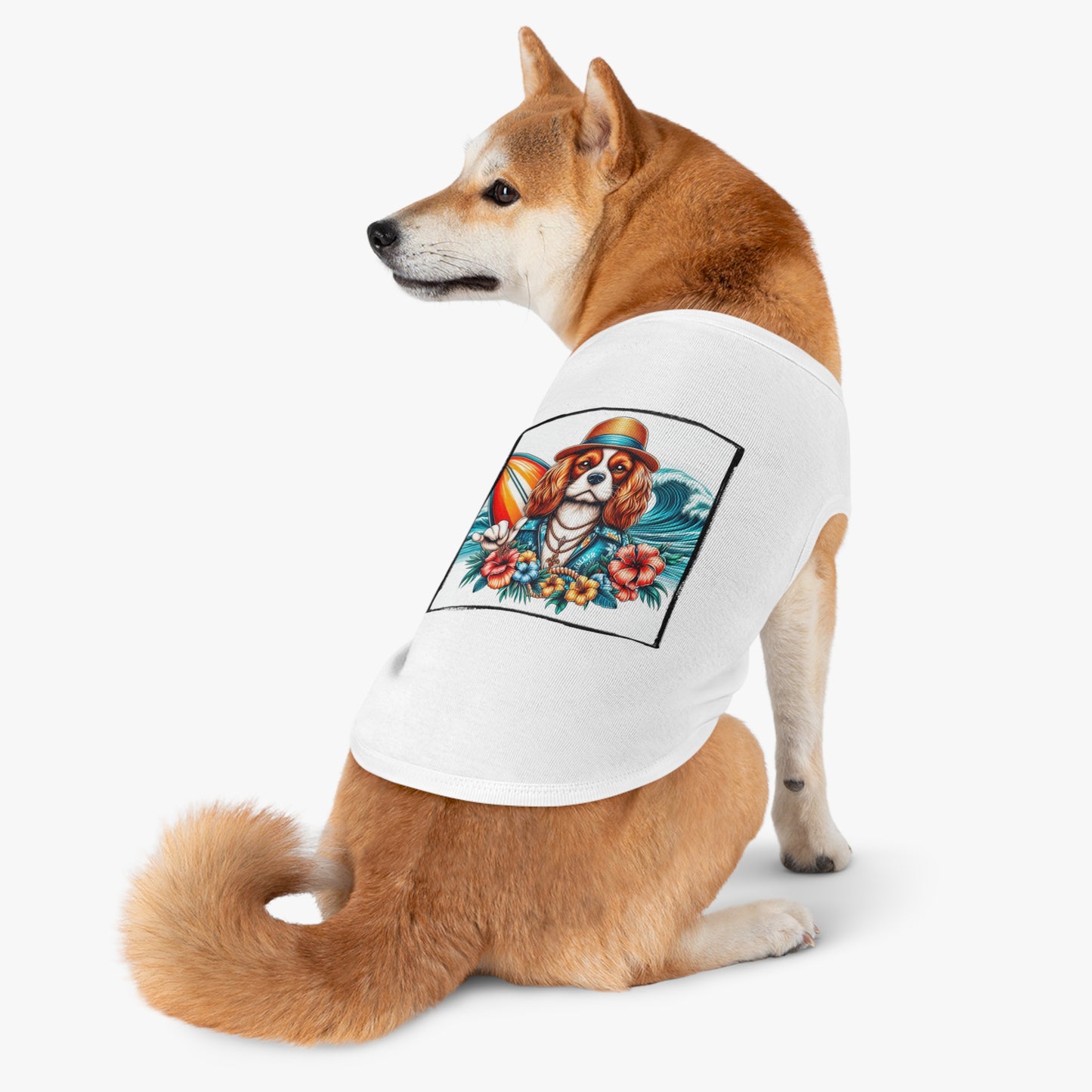 Pet Tank Top Cavalier King Charles Spaniel Hawaiian Surfer T Shirt