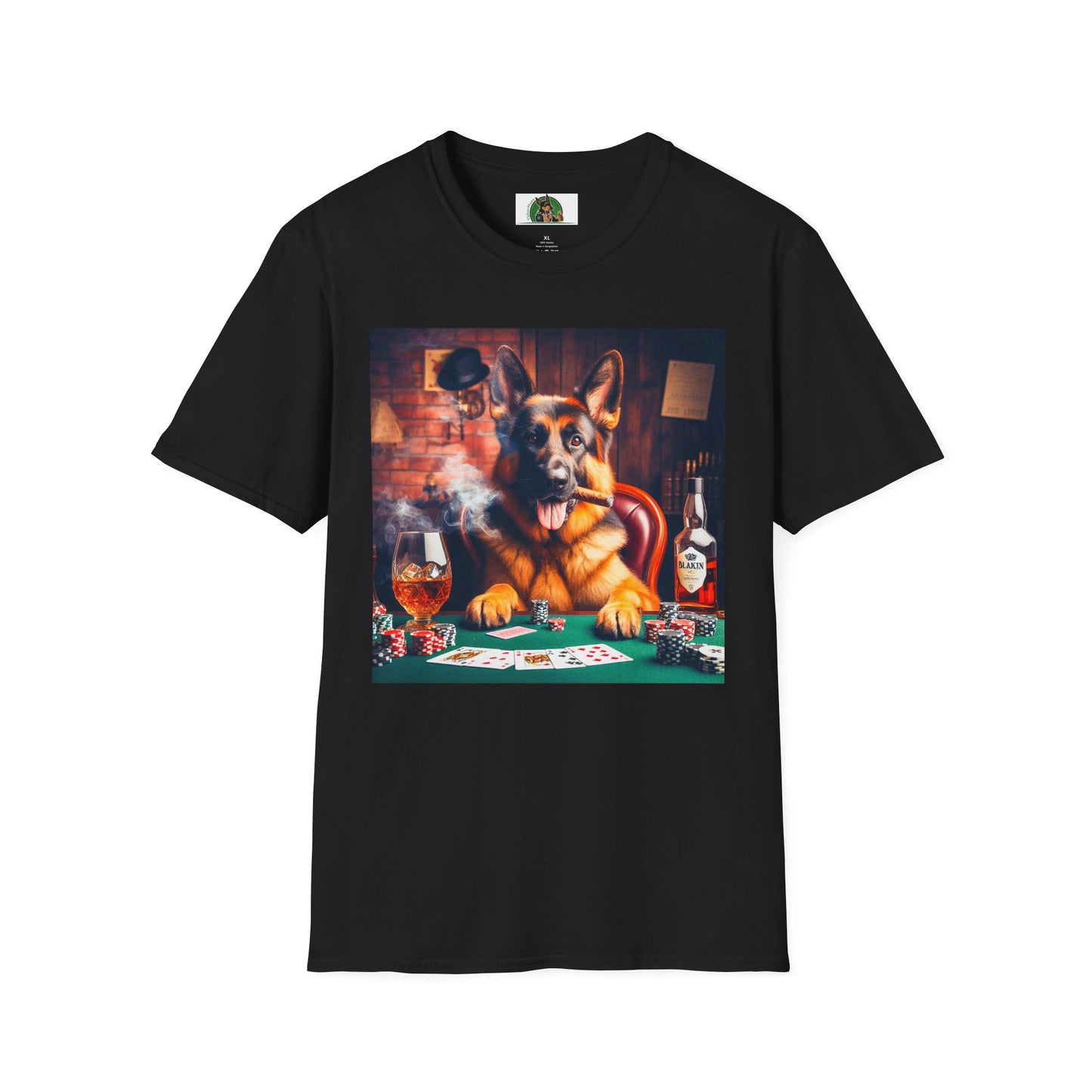 German Shepherd smoking a cigar shirt T-Shirt Printify Black S