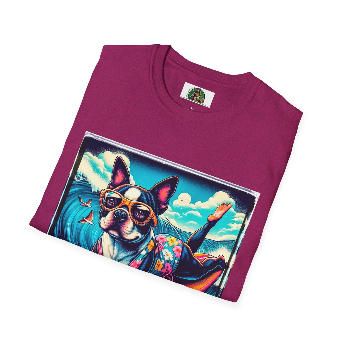 Boston Terrier Surfer Girl Shirt T-Shirt Printify