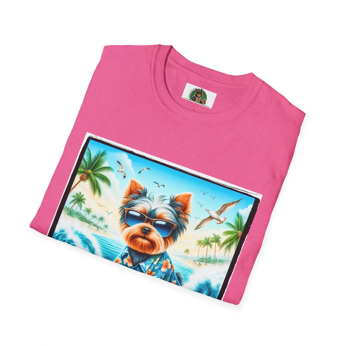 Yorkie surfing shirt
