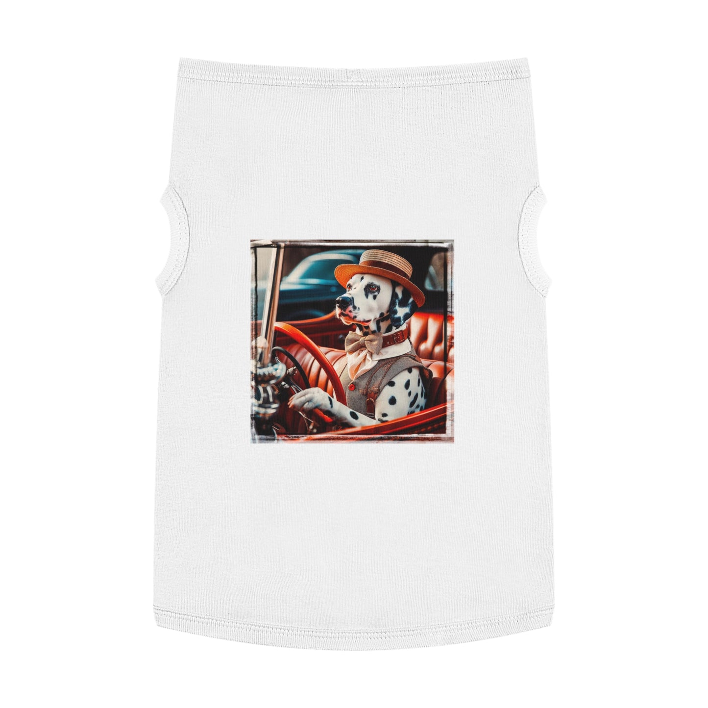 Pet Tank Top Dalmatian old time driving t shirt Pets Printify XL White
