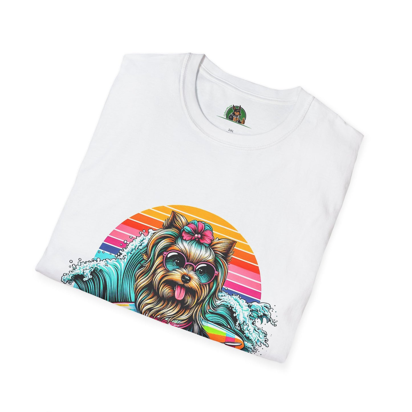 Yorkie cute girl surfer shirt T-Shirt Printify