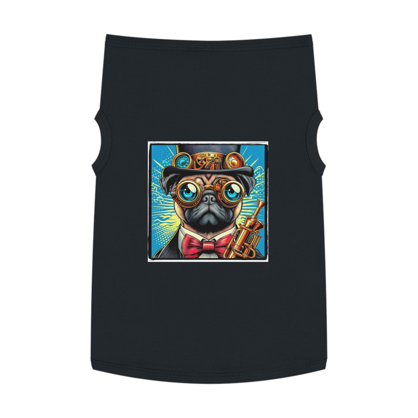 Pet Tank Top Pug steam punk cutie Pets Printify XL Black
