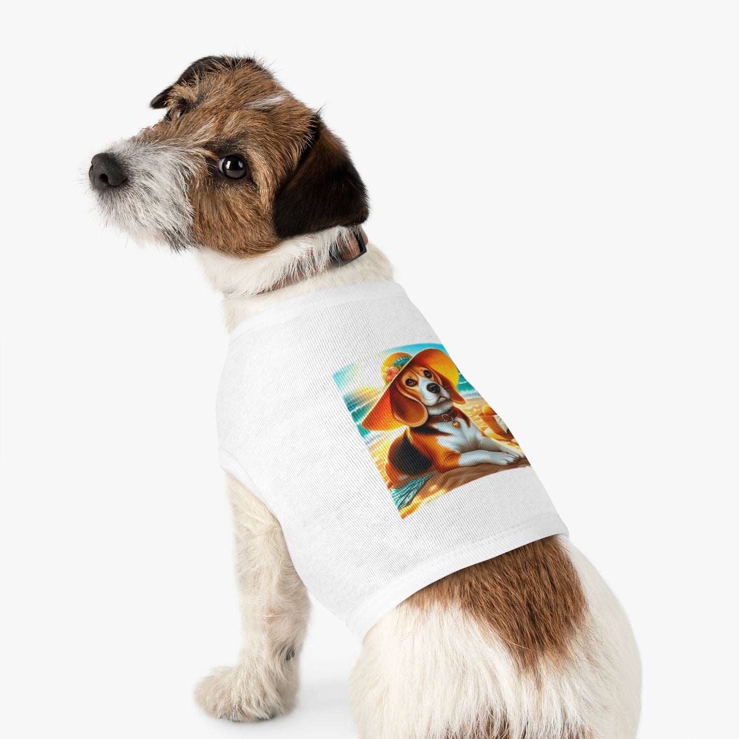 Pet Tank Top Beagle Wearing Sun Hat Pets Printify