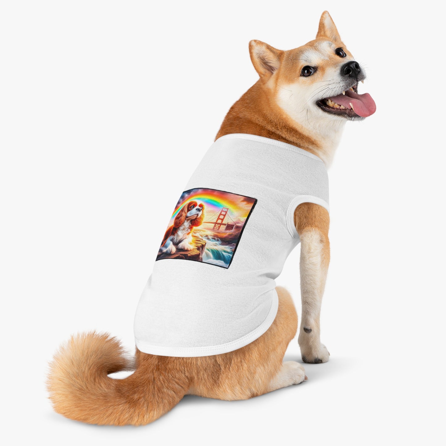 Pet Tank Top Cavalier King Charles Spaniel Rainbow bridge T Shirt