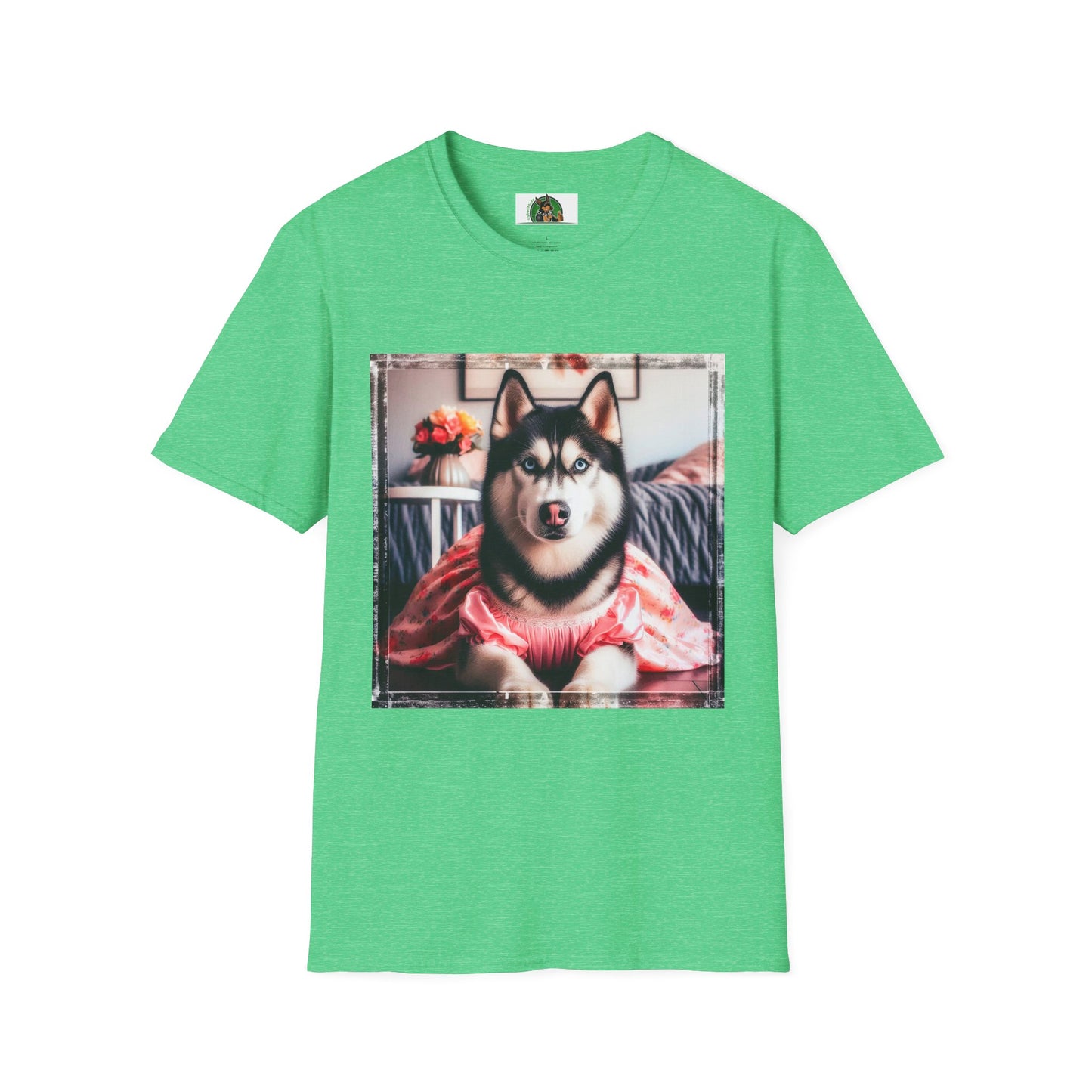 Husky pretty pink dress shirt T-Shirt Printify S Heather Irish Green