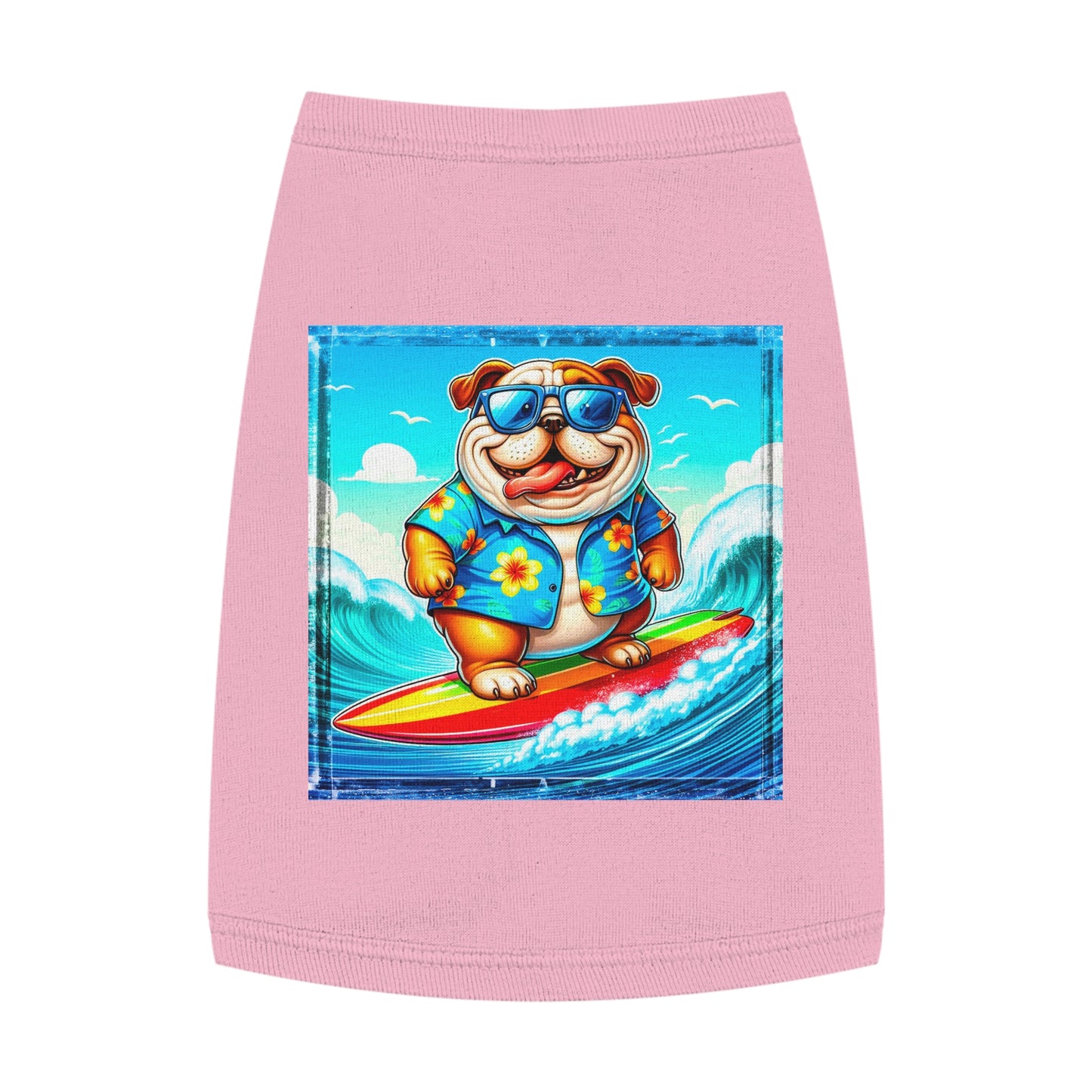 Pet Tank Top Bulldog surfing dog t shirt Pets Printify M Pink