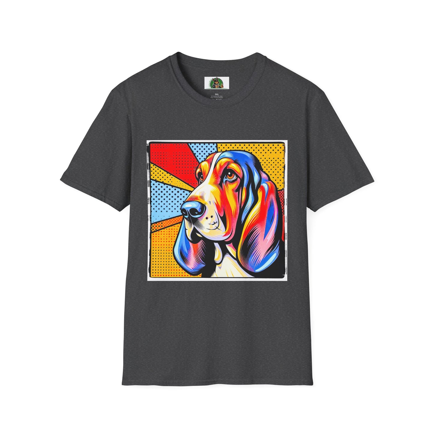 Basset Hound Profile Pop Art Pic T-Shirt Printify XS Dark Heather