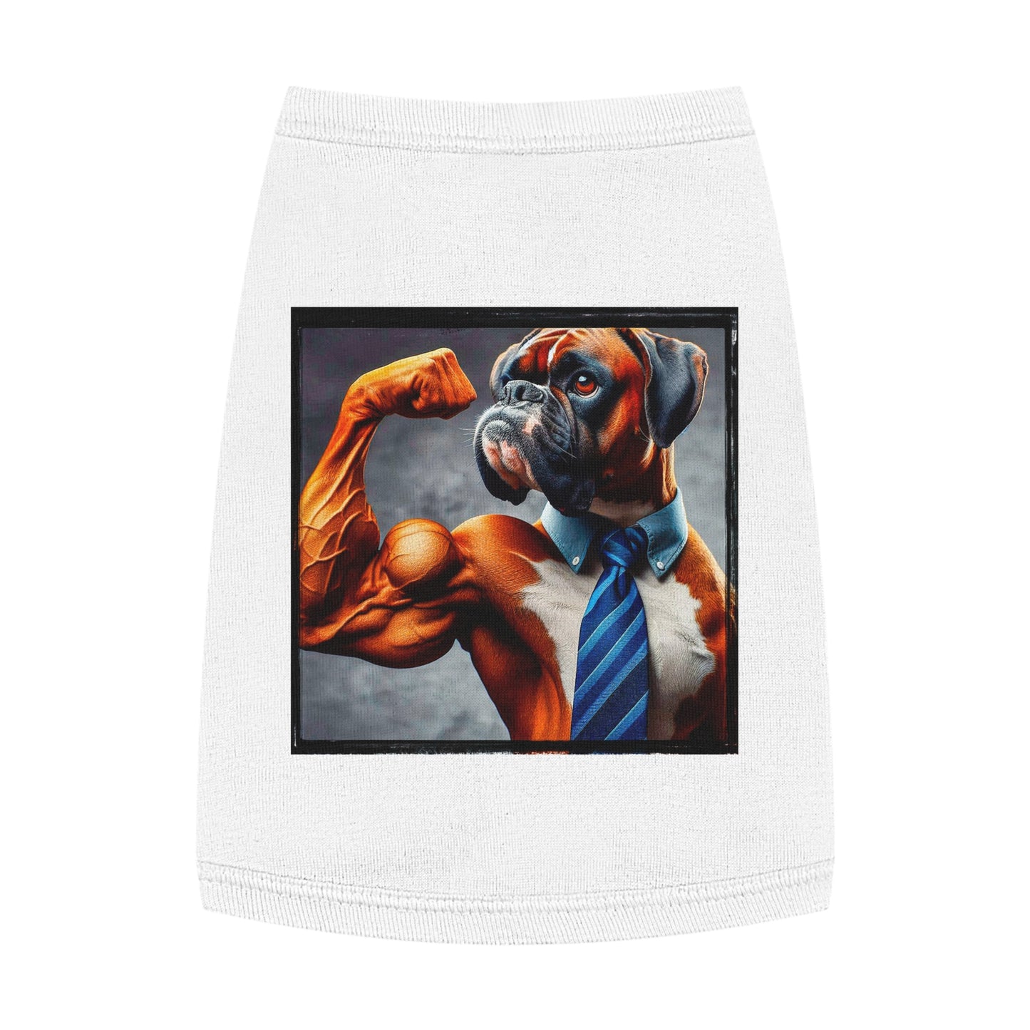 Pet Tank Top Boxer Dog Flexing Pets Printify M White