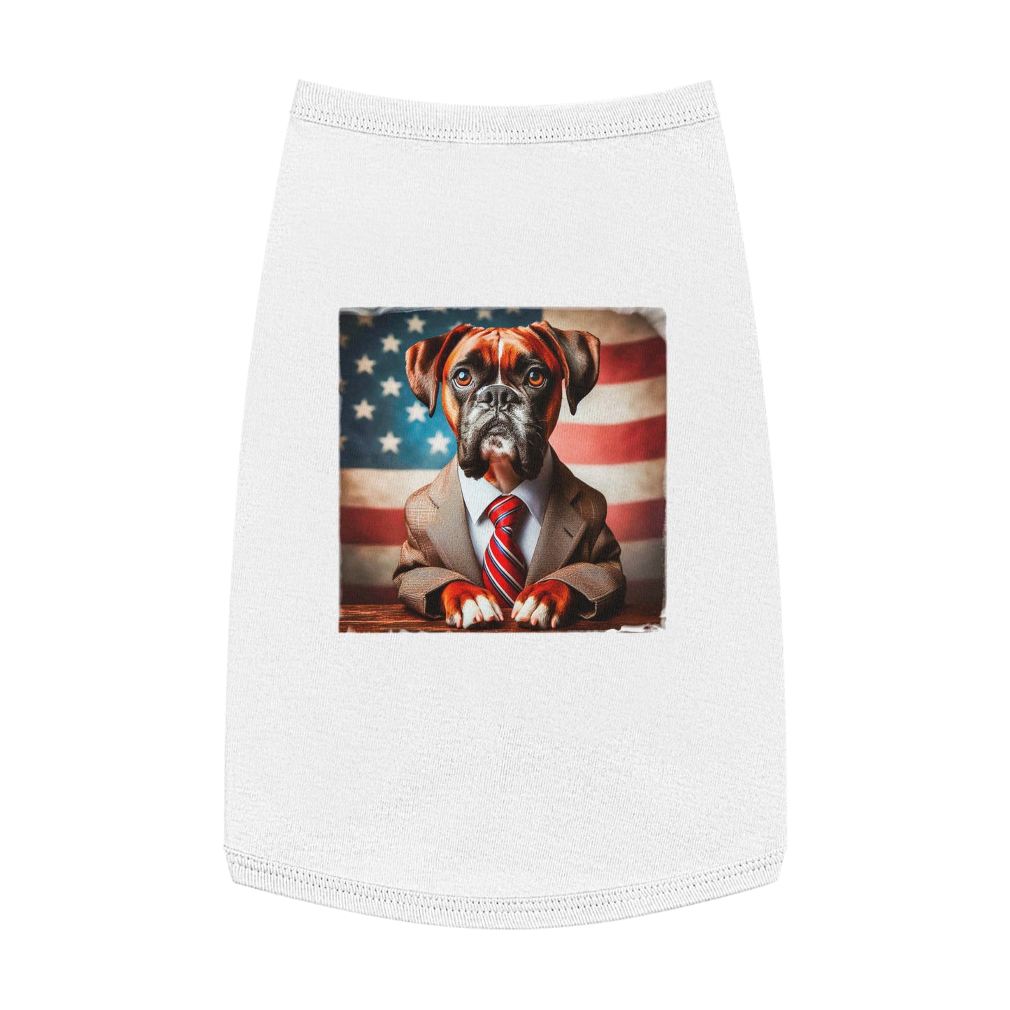Pet Tank Top Boxer Pets Printify L White