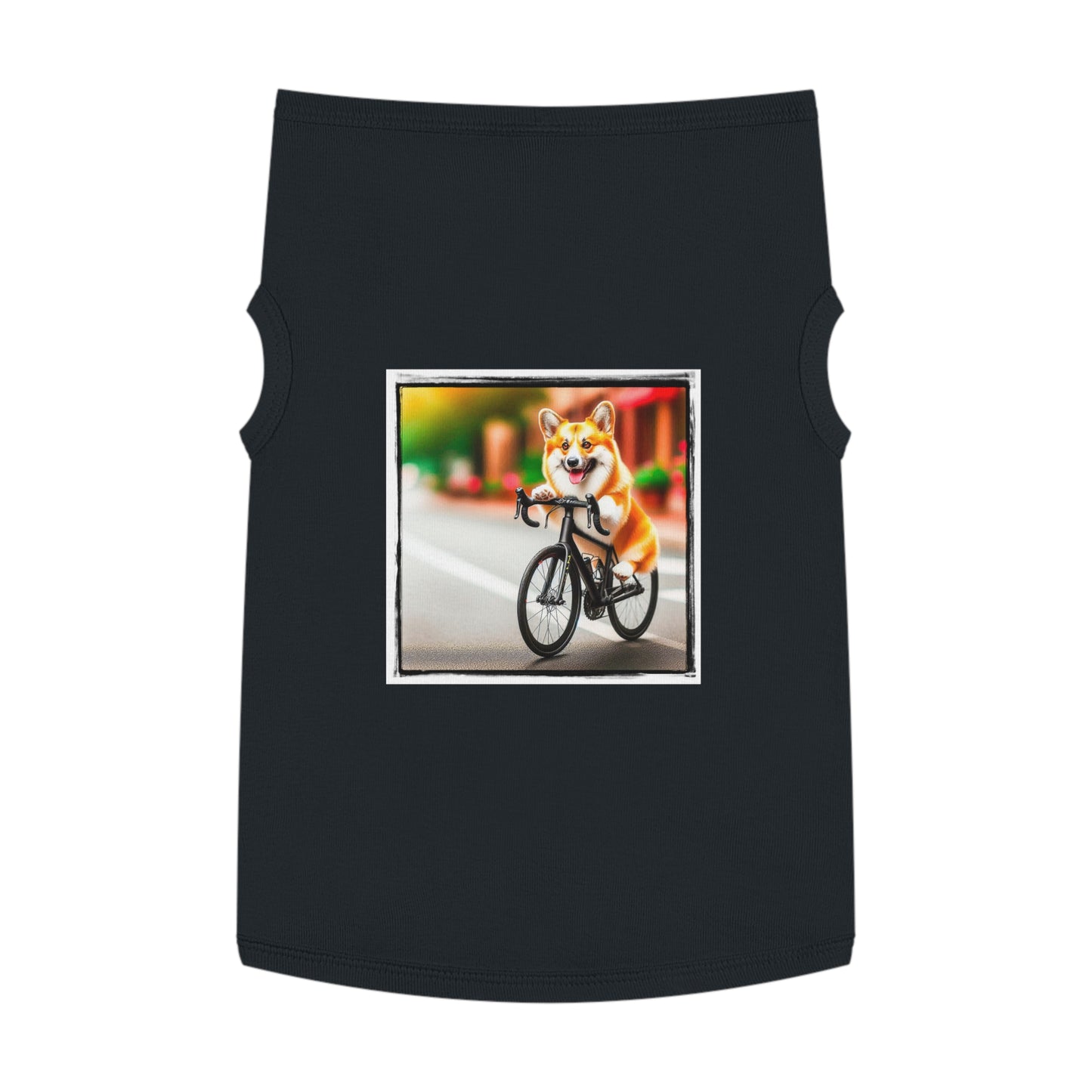 Pet Tank Top Pembroke Welsh Corgi bike riding Pets Printify