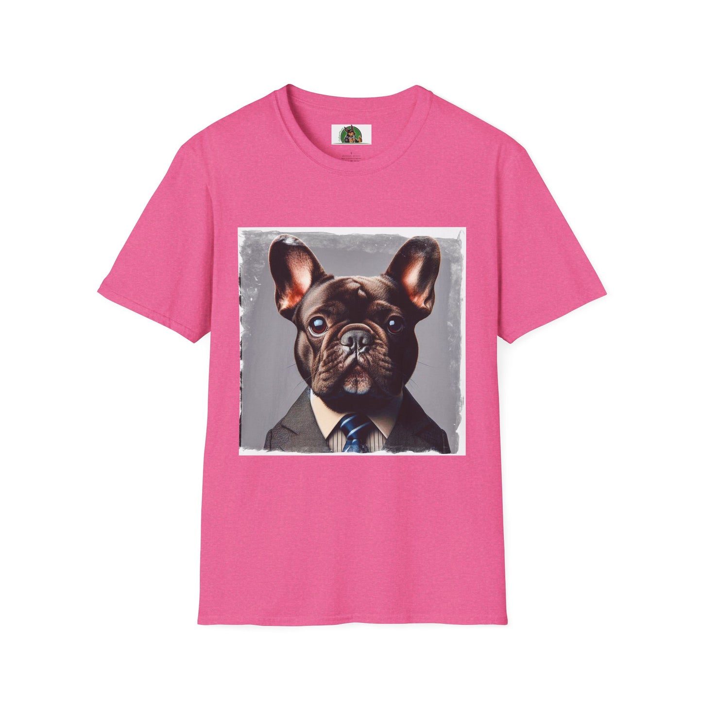French Bulldog smart businessman T-Shirt Printify S Heather Heliconia