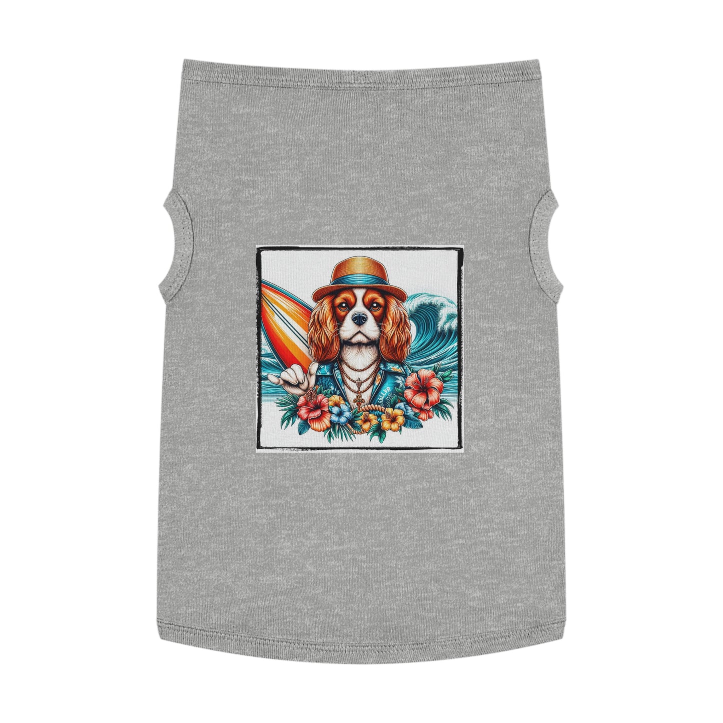 Pet Tank Top Cavalier King Charles Spaniel Hawaiian Surfer T Shirt Pets Printify XL Heather