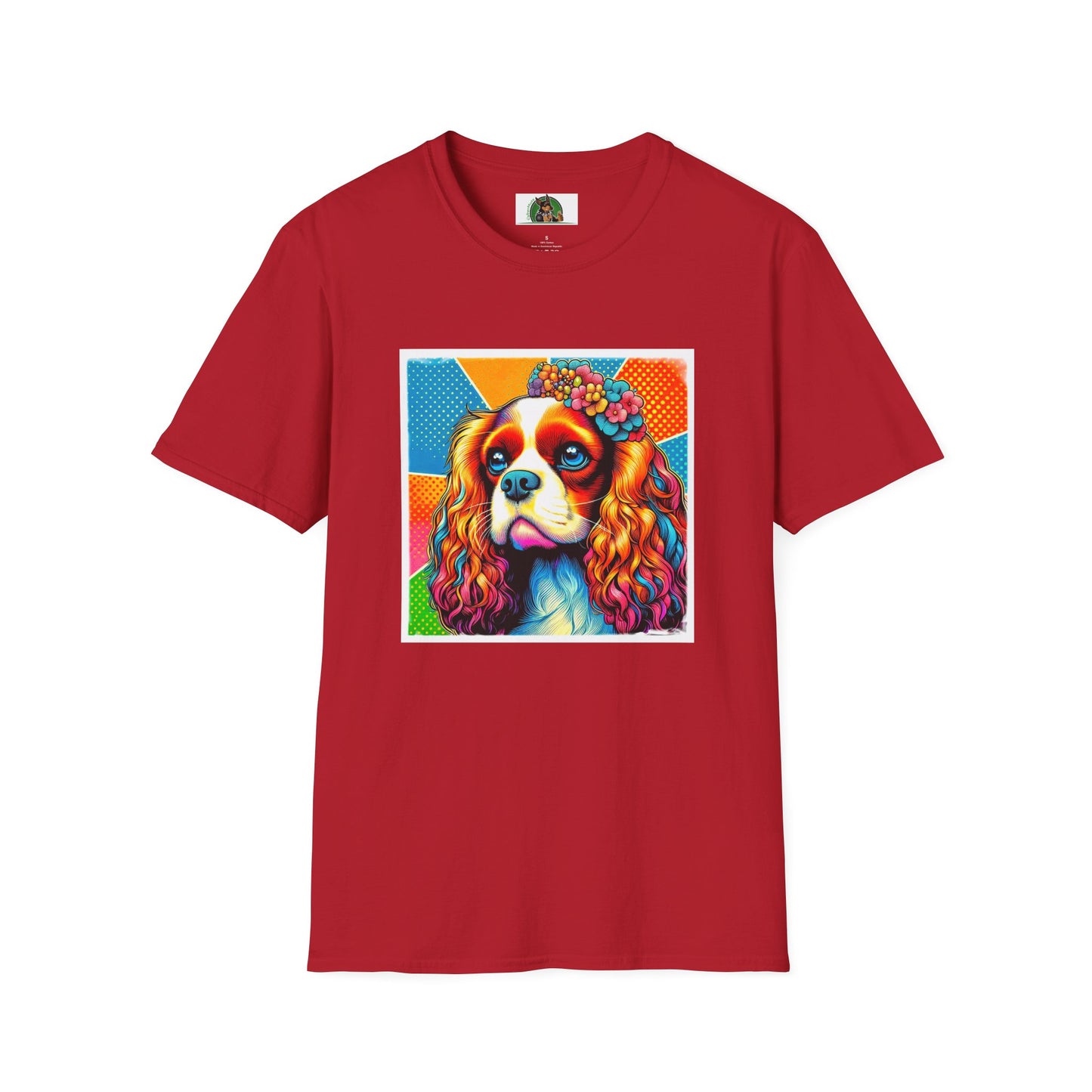 Cavalier King Charles Spaniel Female Pop Art Dog TShirt T-Shirt Printify S Cherry Red