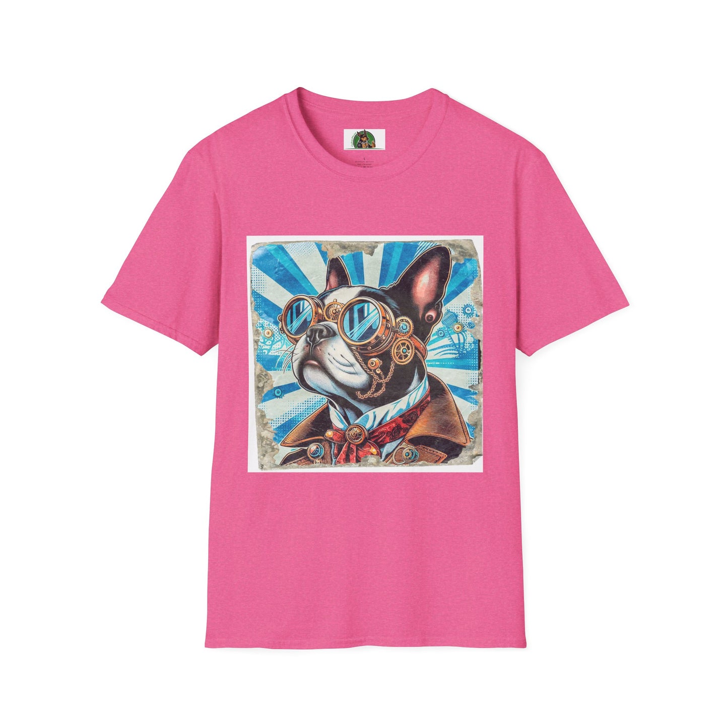 Steampunk Boston Terrier T-Shirt T-Shirt Printify S Heather Heliconia