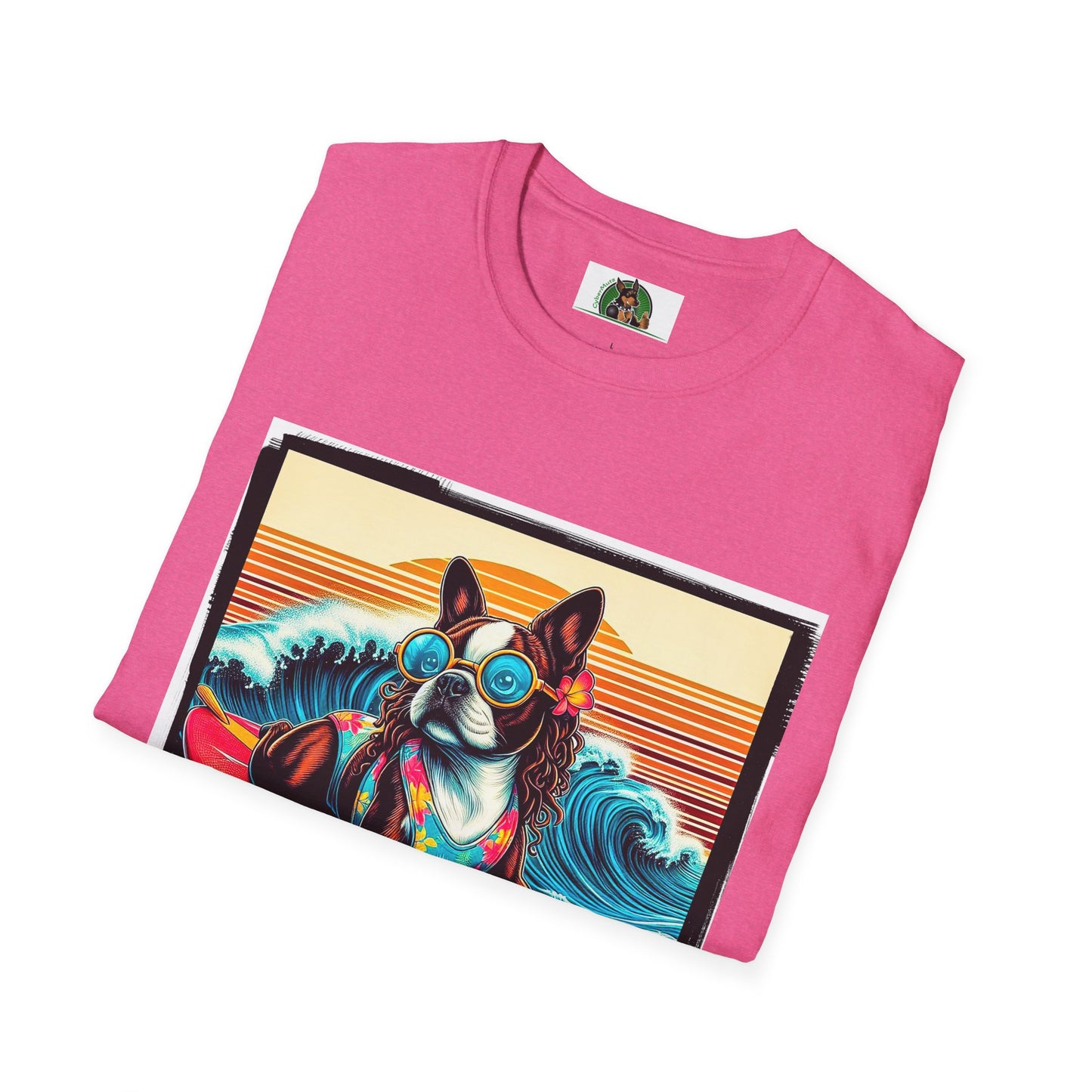 Boston Terrier Surfer Dog T-Shirt Printify