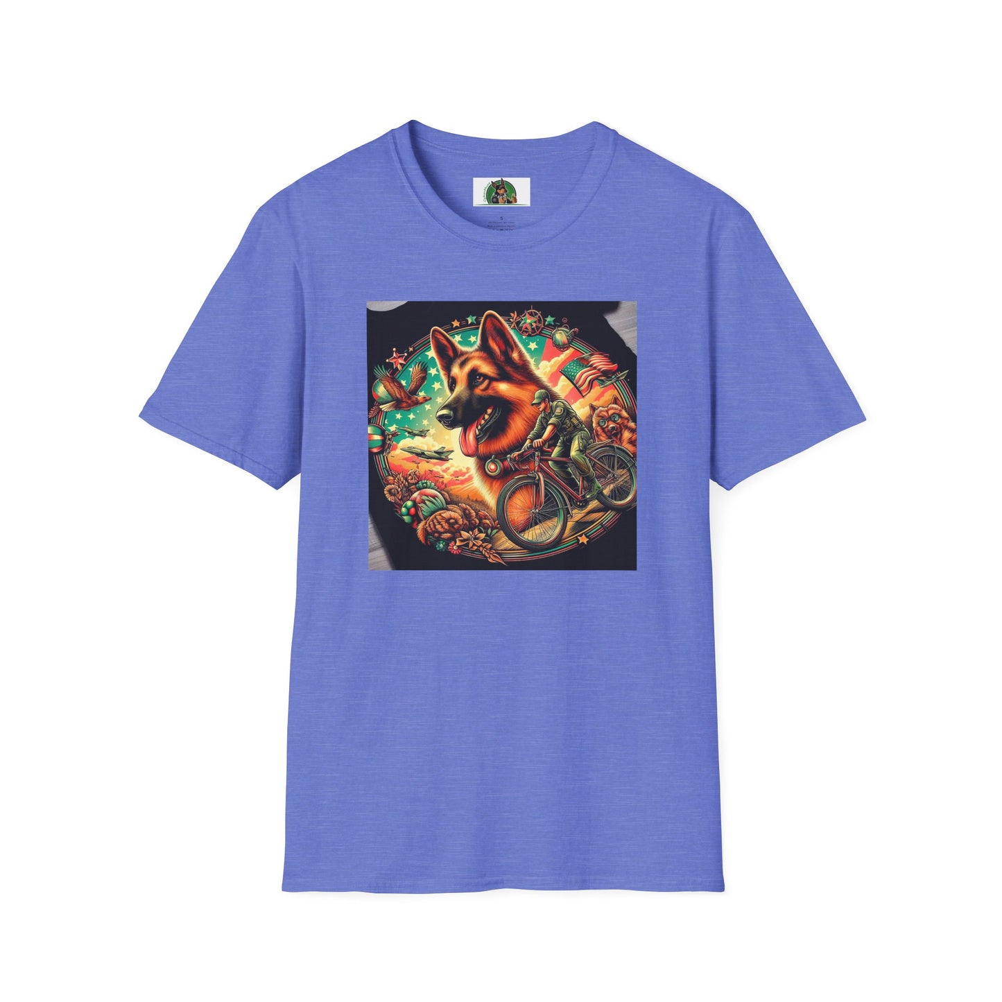 German Shepherd happy boy T-Shirt Printify Heather Royal S