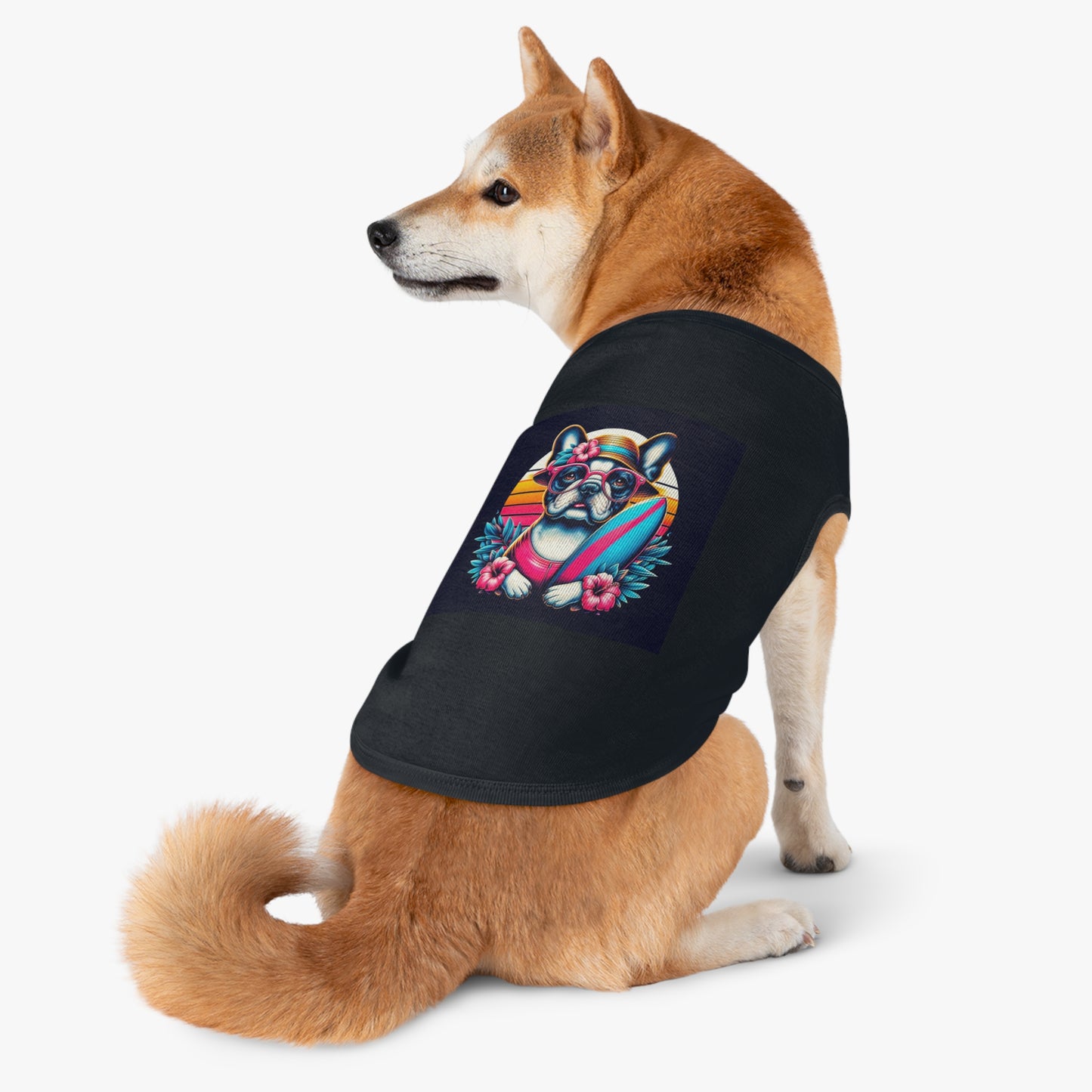 Pet Tank Top French Bulldog pretty flowers t shirt Pets Printify