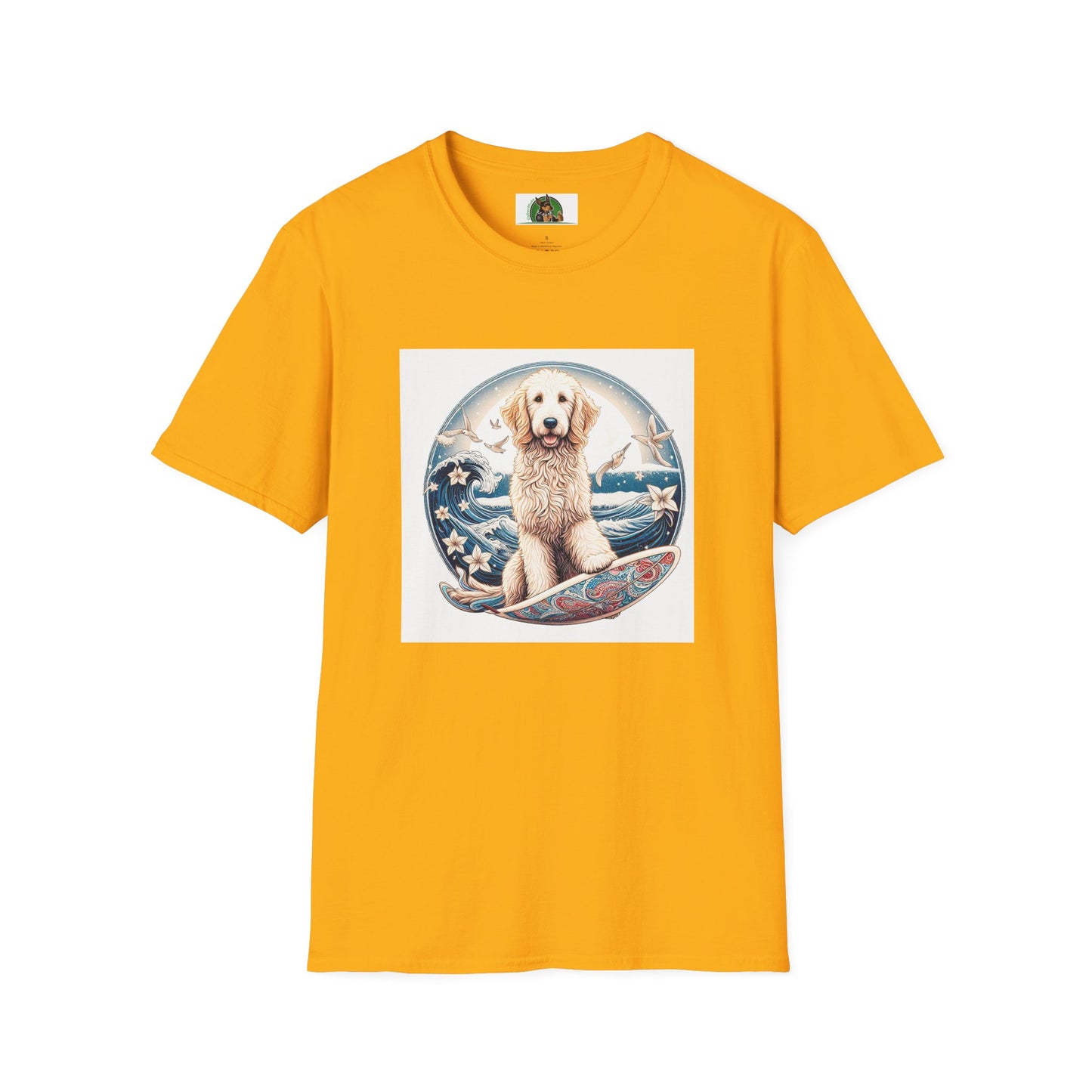 Golden Doodle flowery waves t shirt T-Shirt Printify S Gold