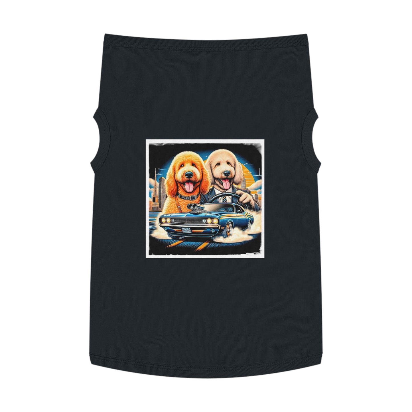 Pet Tank Golden Doodle driving fun t shirt Pets Printify XL Black