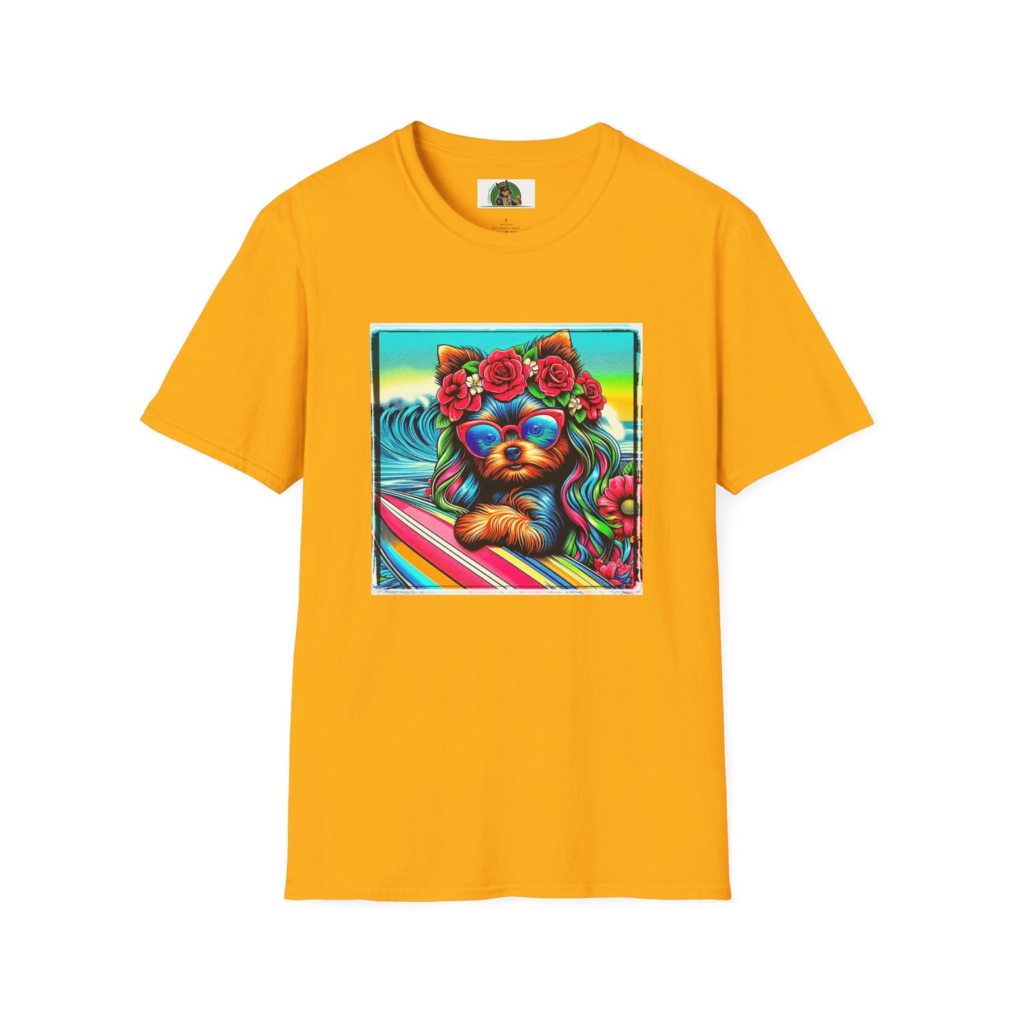 Yorkie flower girl shirt T-Shirt Printify S Gold