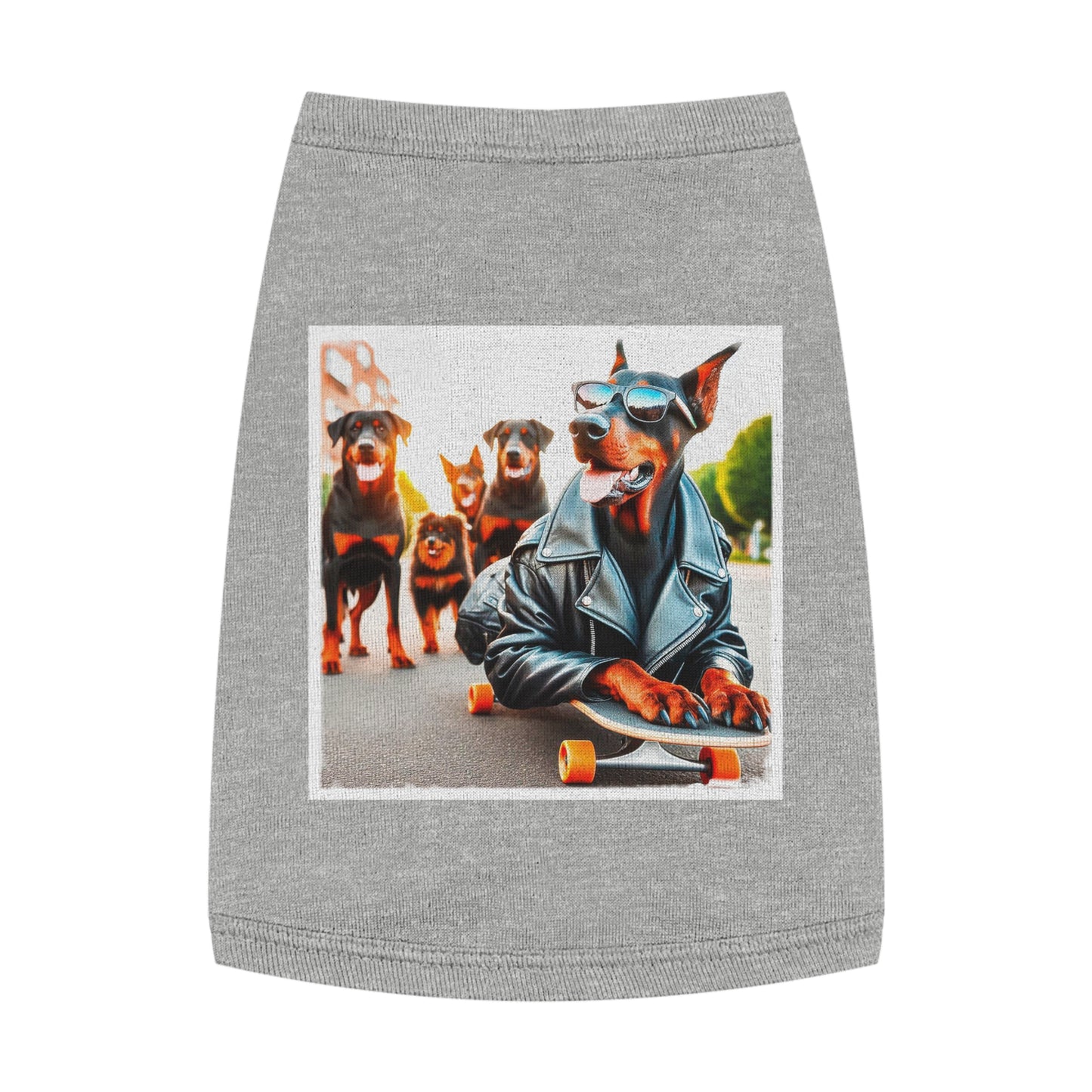 Pet Tank Top Doberman skateboard crew t shirt Pets Printify M Heather