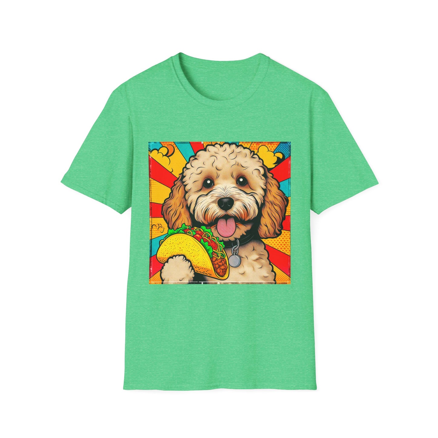 CockerPoo taco eating t shirt T-Shirt Printify S Heather Irish Green