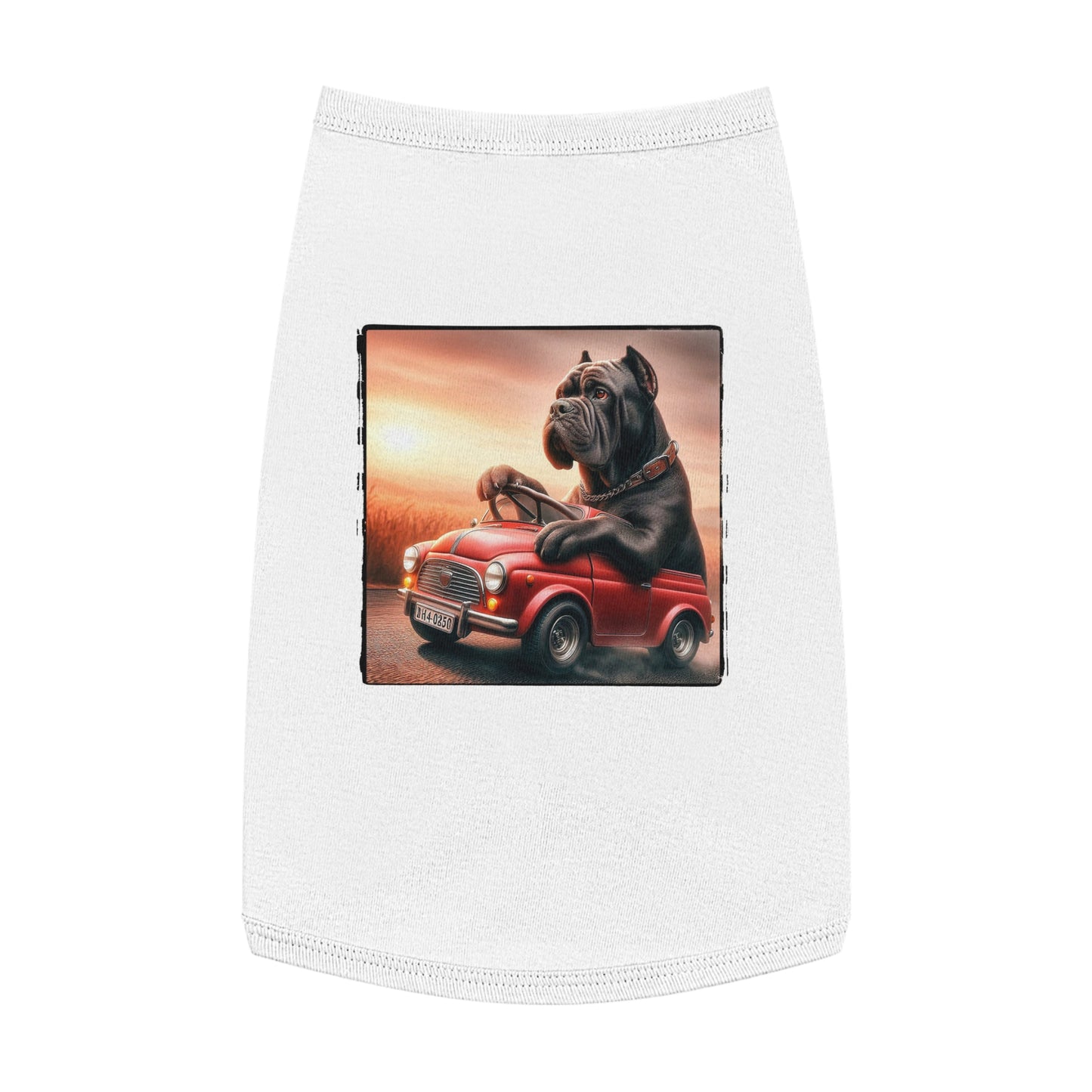 Wacky Pet Tank Top Cane Corso Dog In Small Car Pets Printify L White