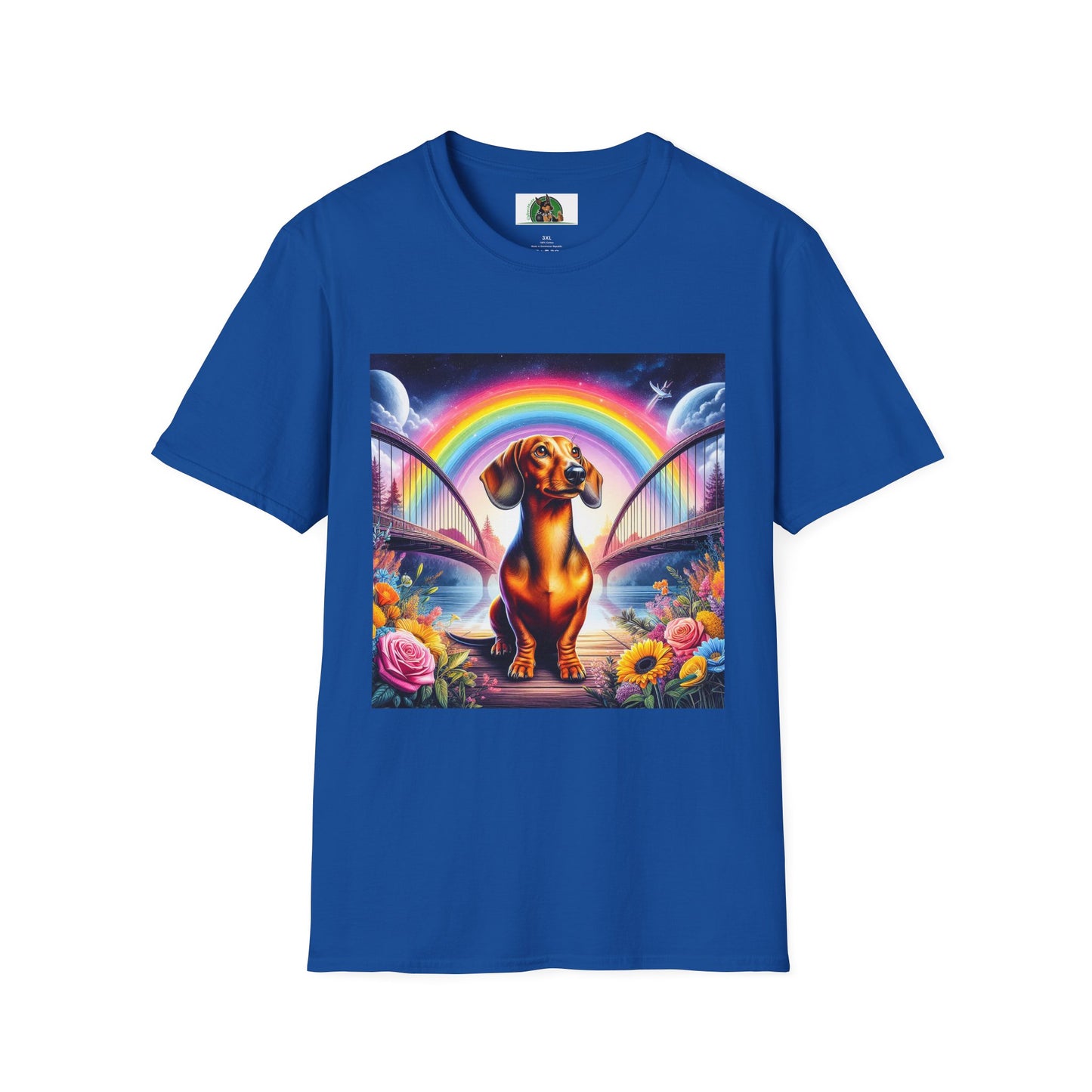 Dachshund colorful flowers t shirt T-Shirt Printify Royal S