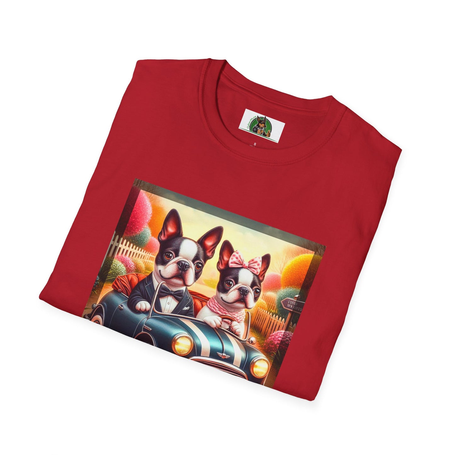 Wacky Boston Terrier Cute Dogs In Tiny Car Shirt T-Shirt Printify