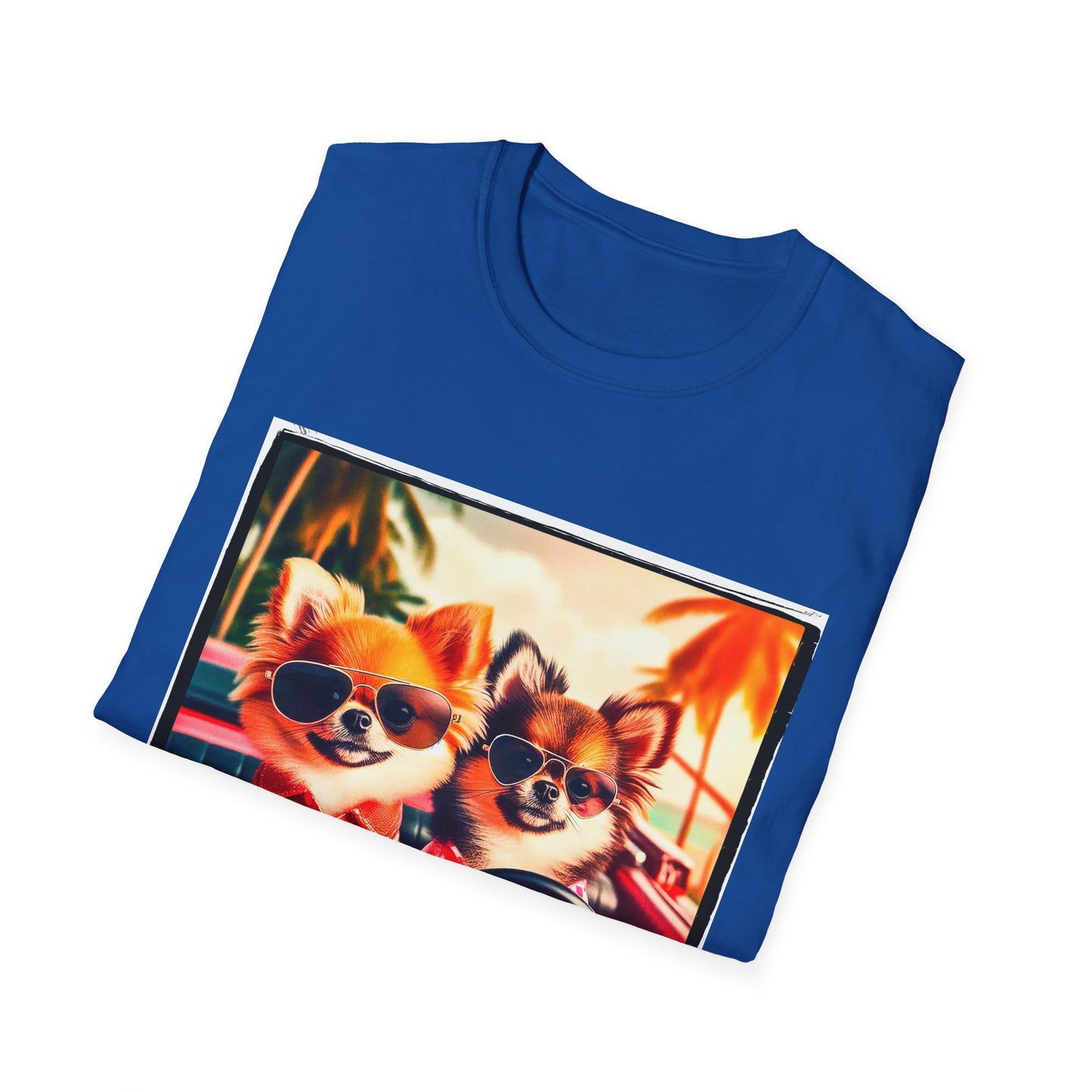 Chihuahua driving beach scene t shirt T-Shirt Printify