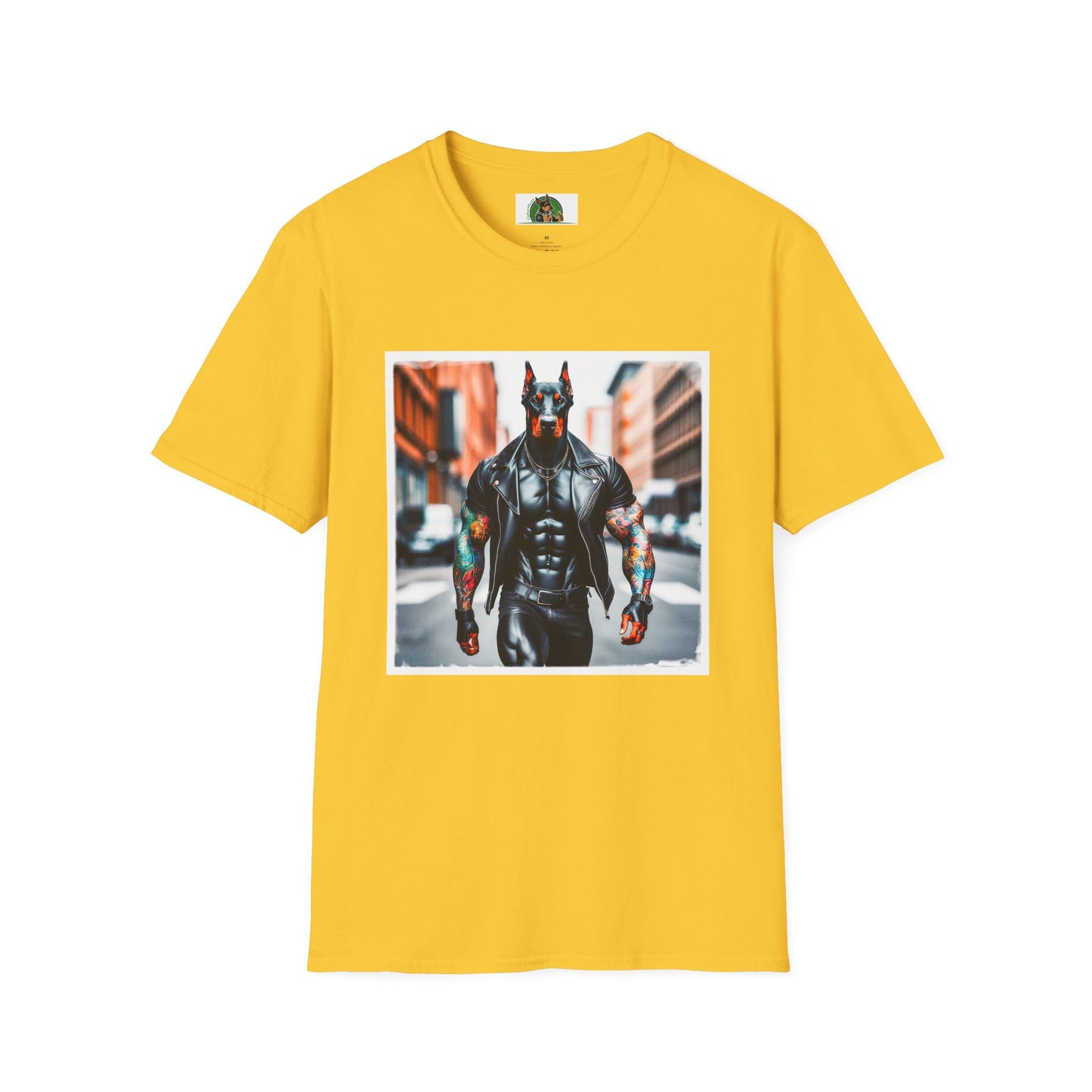 Doberman men in black t shirt T-Shirt Printify S Daisy