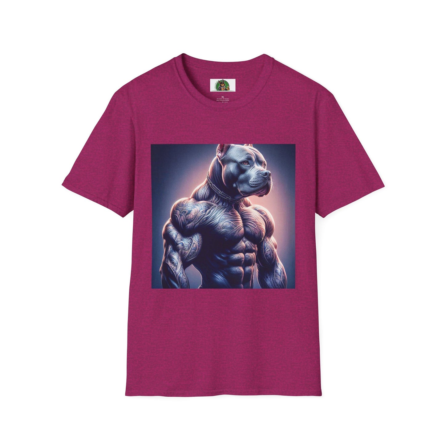 Pit Bull muscles man T-Shirt Printify S Antique Heliconia