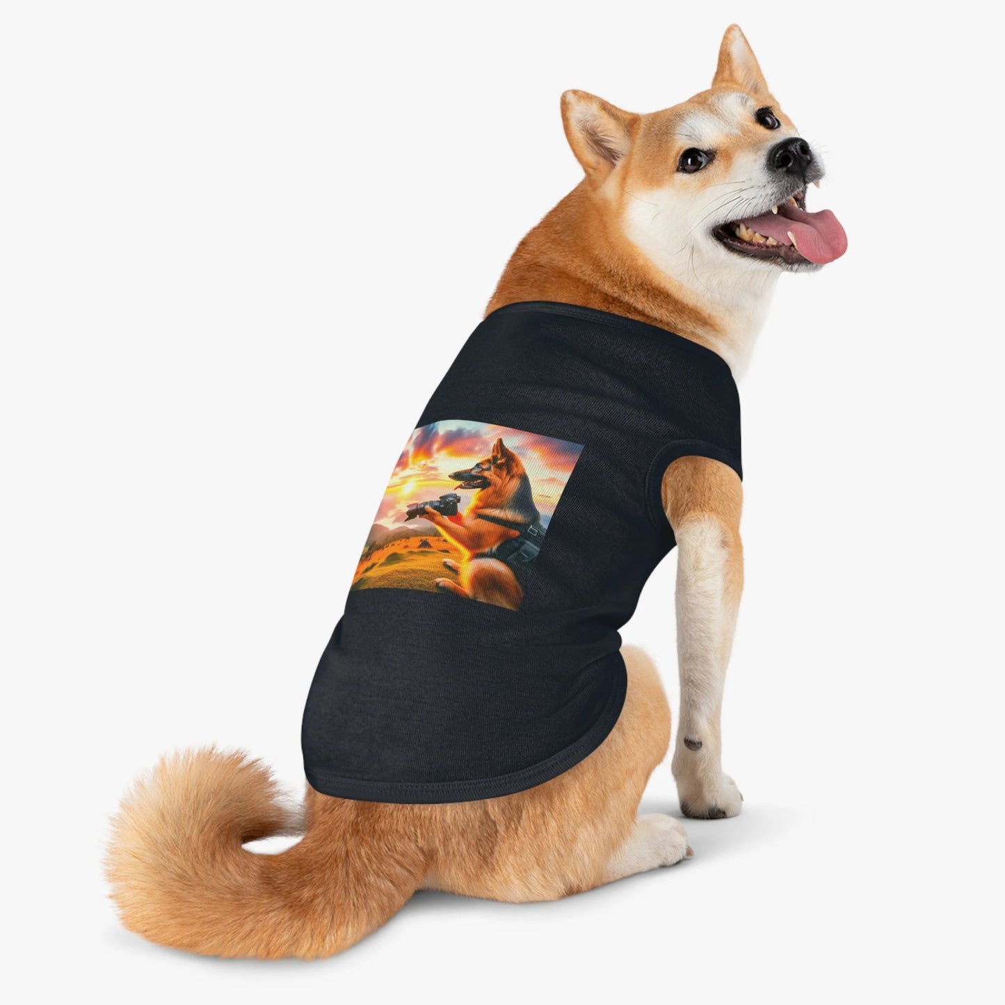 German Shepherd Taking Photos Shirt For Dogs Pet Tank Top Athletic Fit Durable Comfort For Everyday Adventures by Printify
