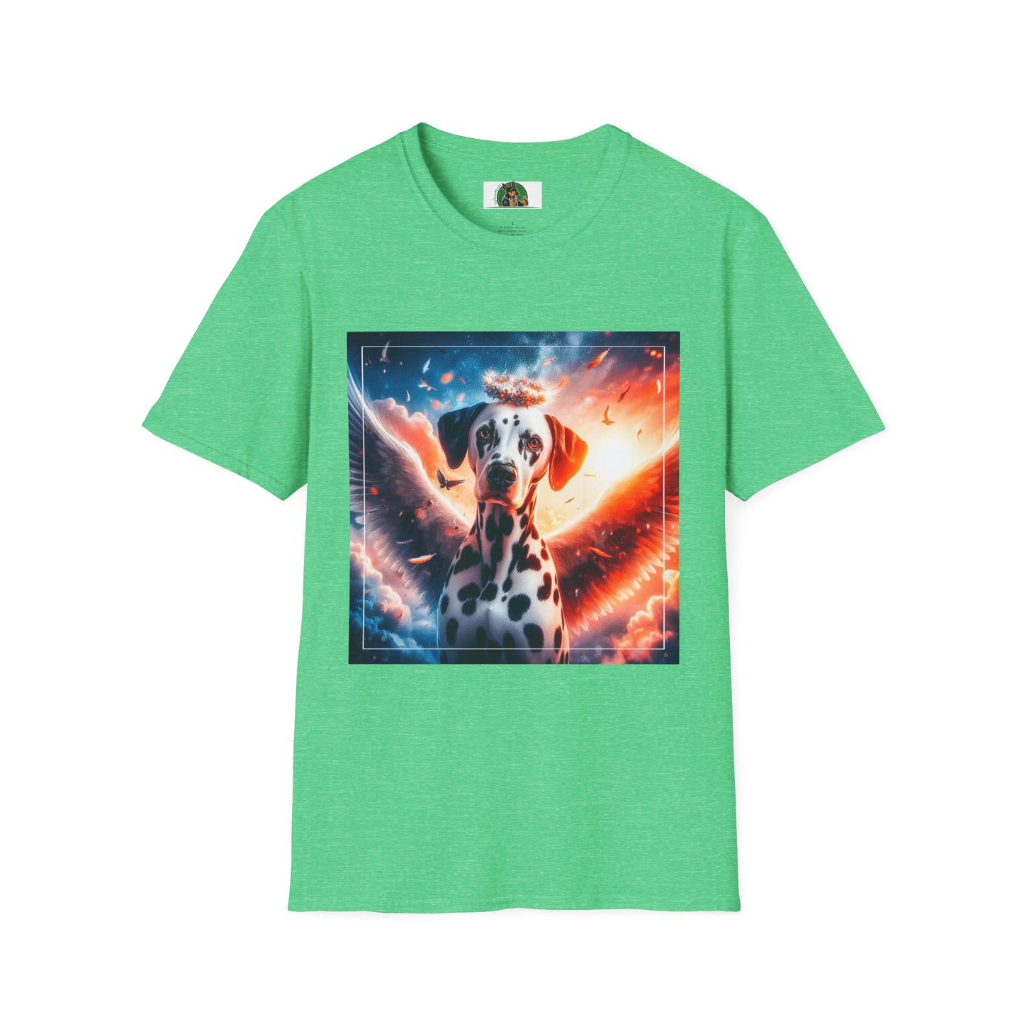 Dalmatian heavenly angel t shirt T-Shirt Printify S Heather Irish Green