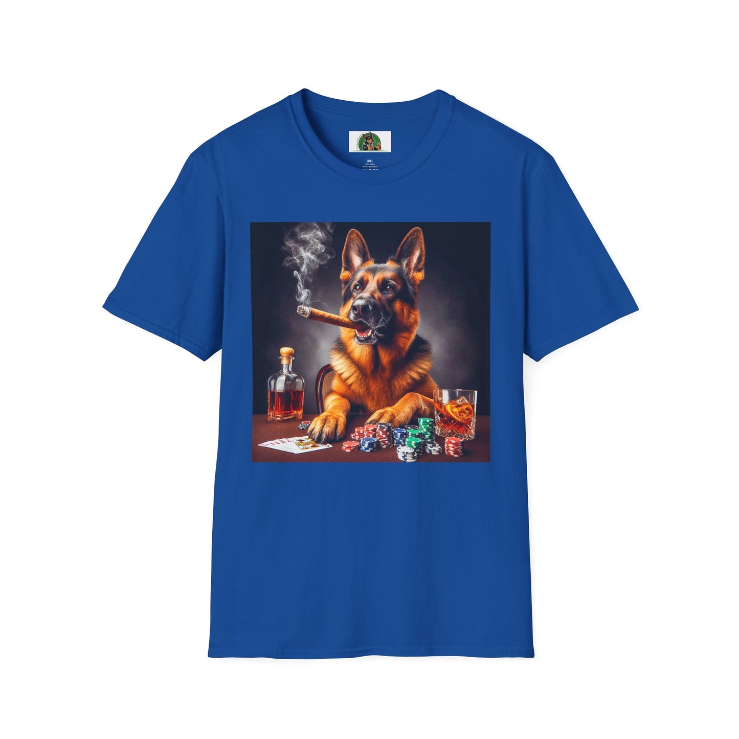 German Shepherd smoking shirt T-Shirt Printify S Royal