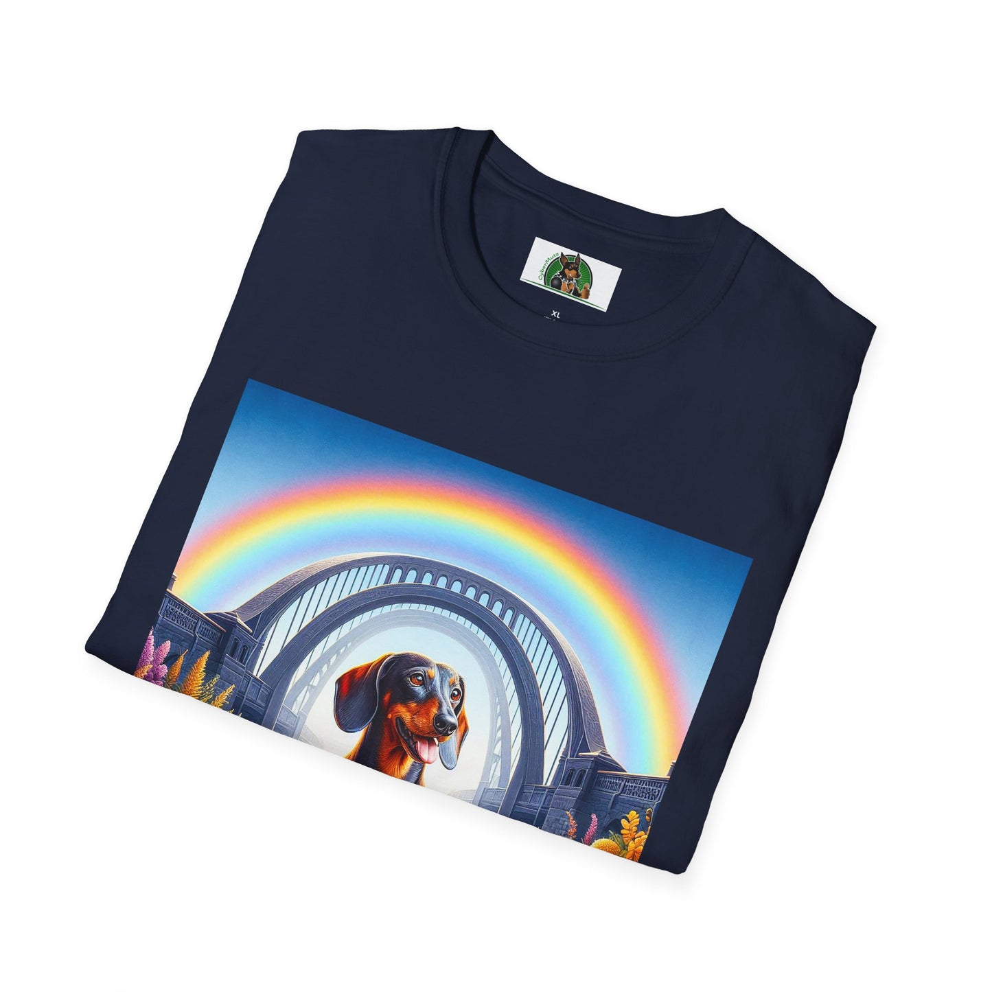 Dachshund rainbow bridge t shirt T-Shirt Printify