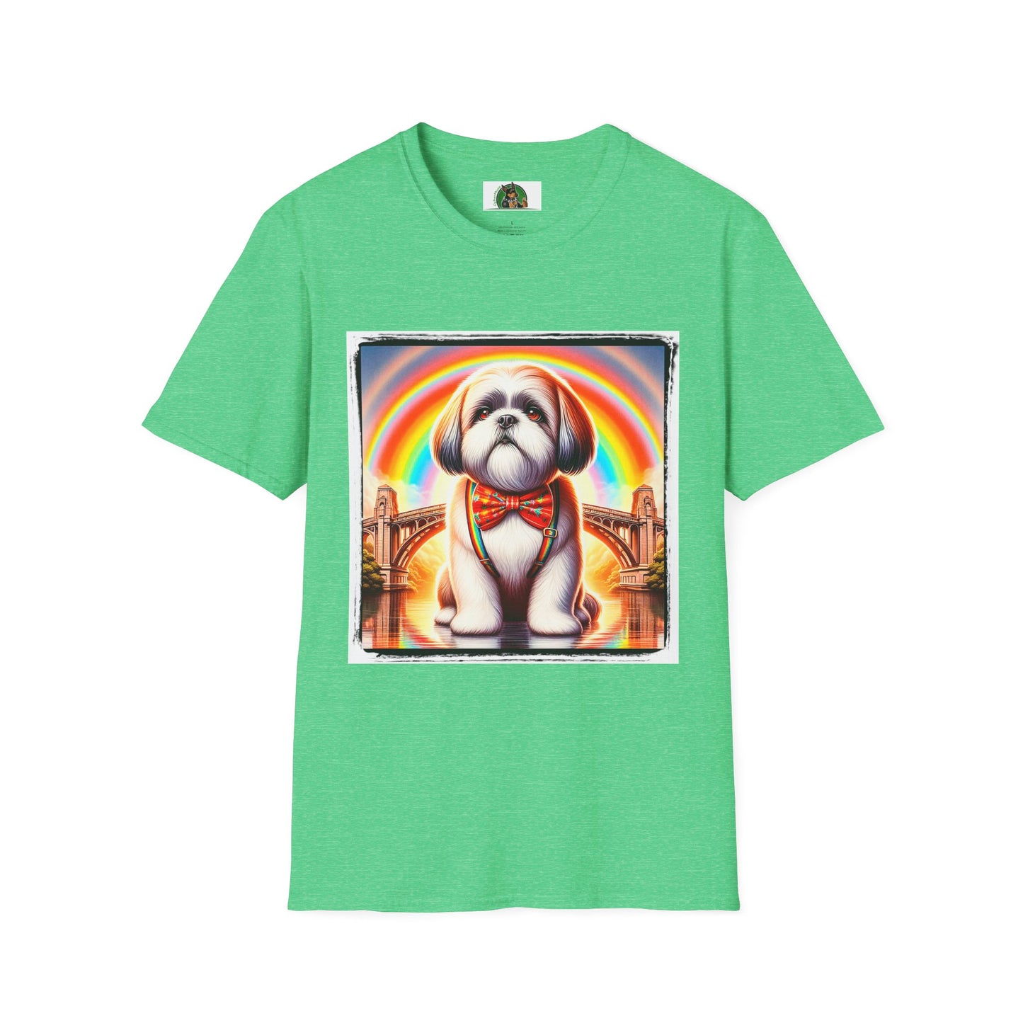 Shih Tzu rainbow shirt. T-Shirt Printify S Heather Irish Green