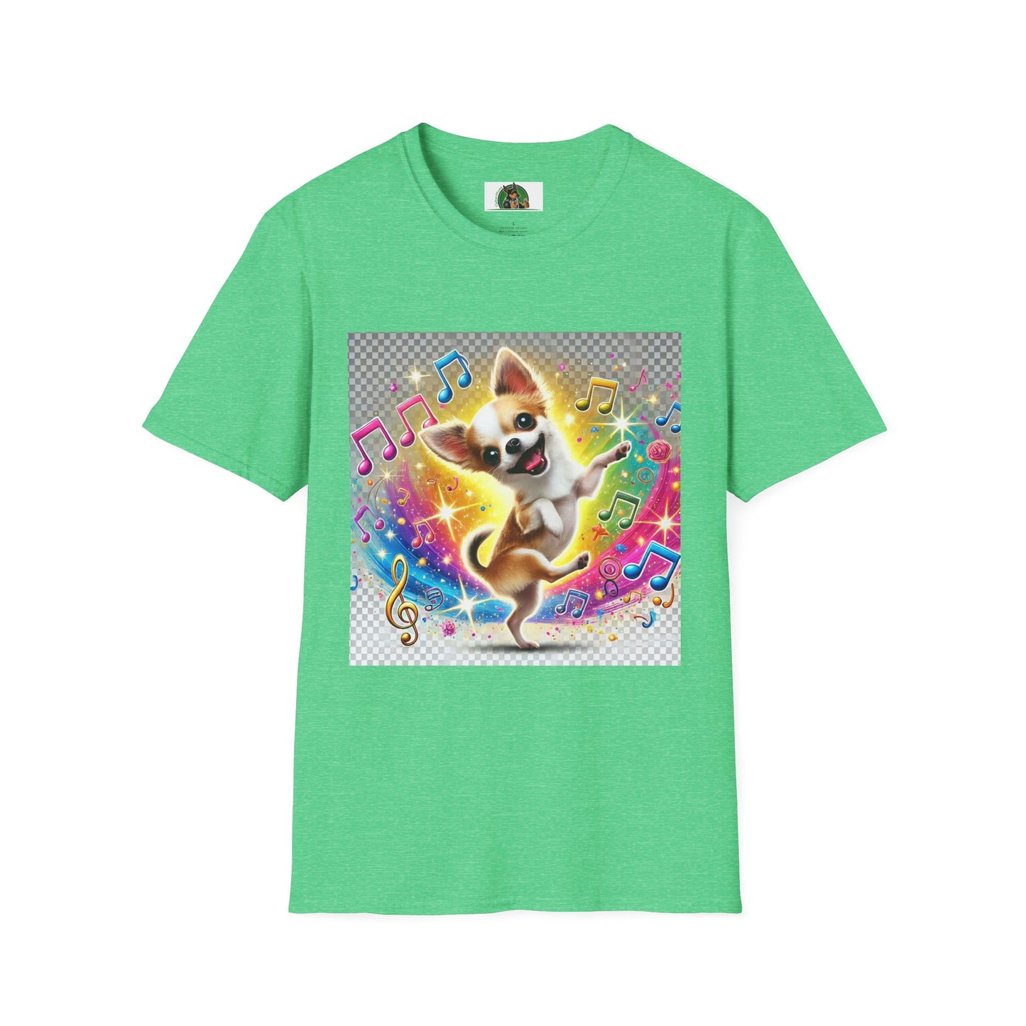 Dancing funny Dog Chihuahua t shirt T-Shirt Printify S Heather Irish Green