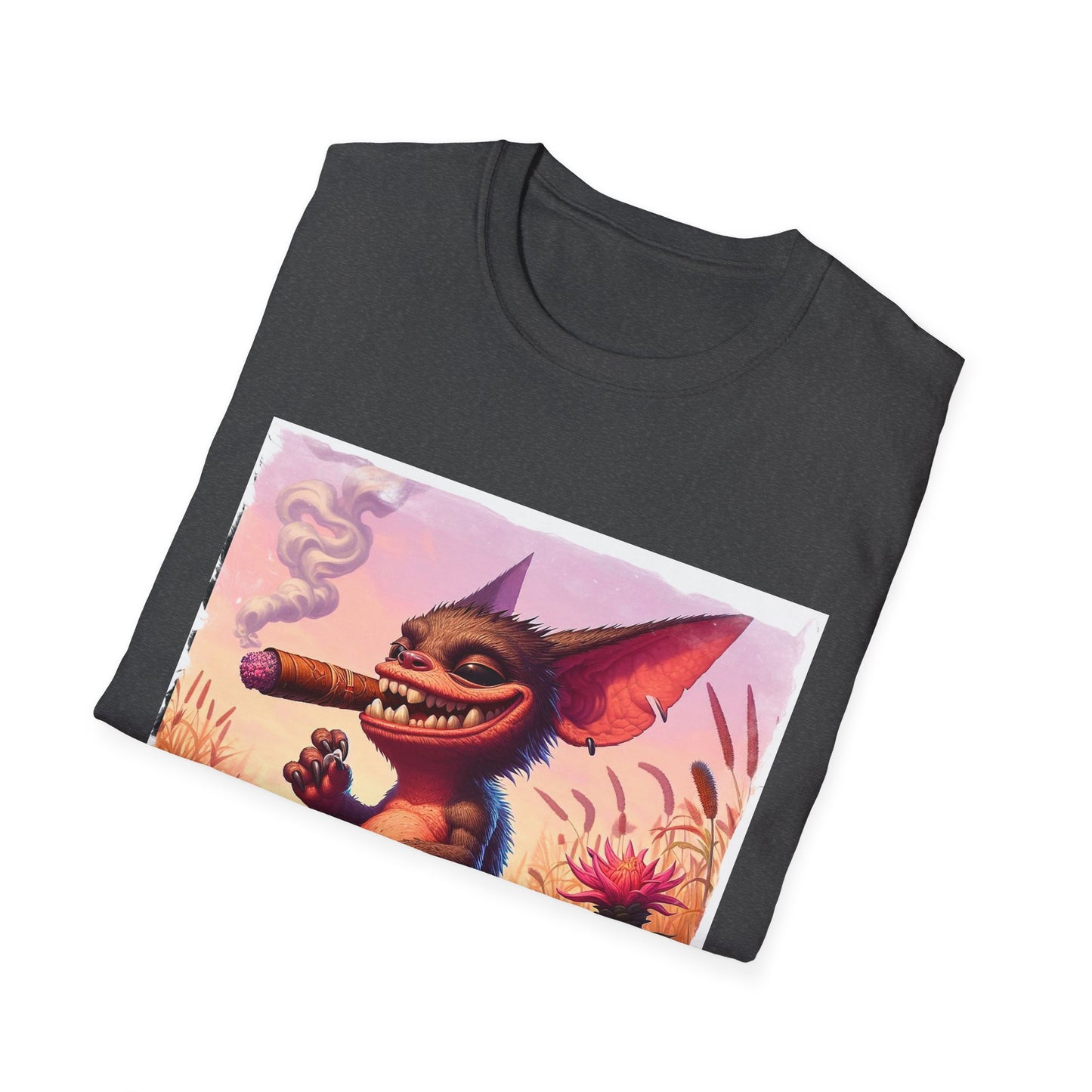 Chupacabra happily smoking t shirt T-Shirt Printify