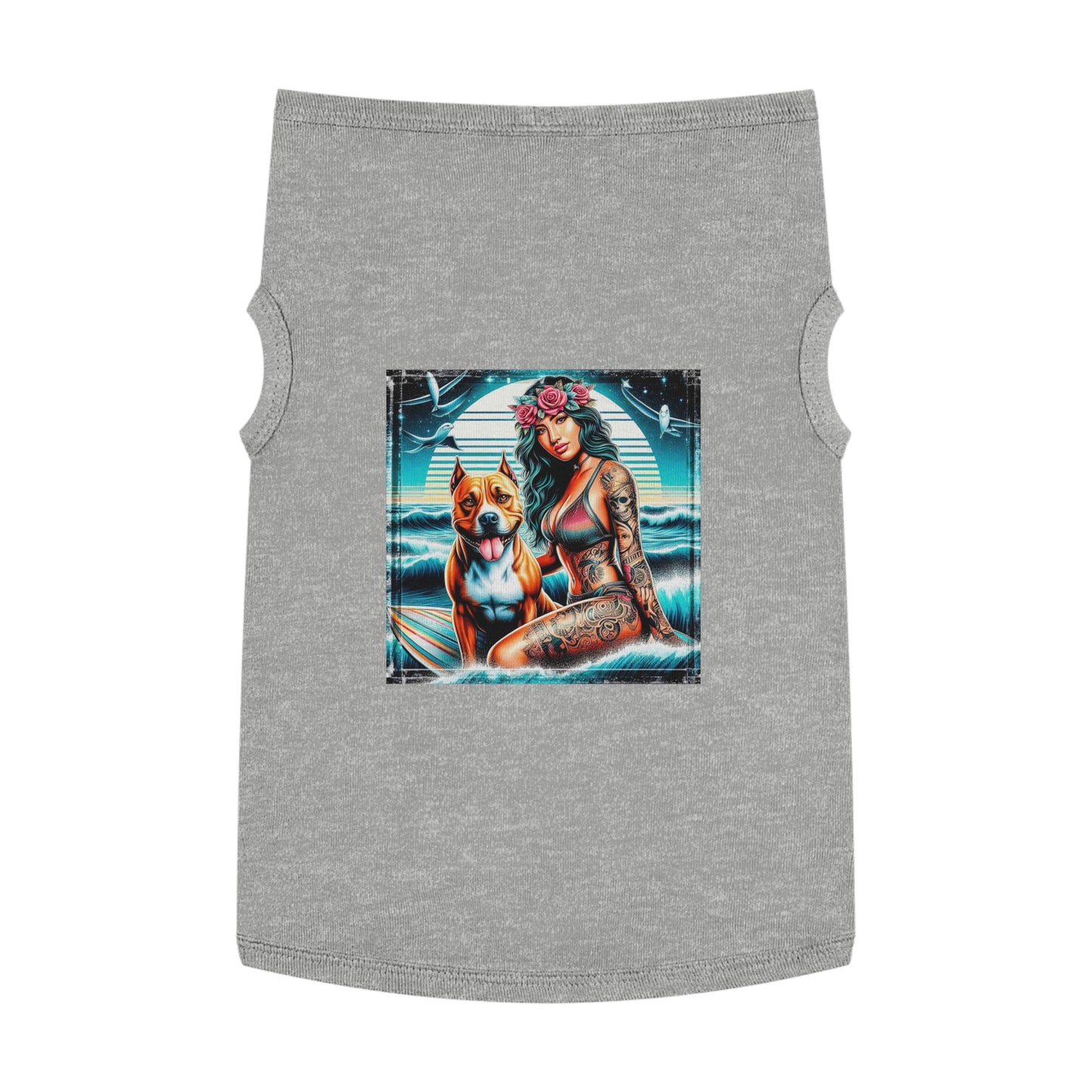 Pet Tank Top Pit Bull Hawaiian women Pets Printify XL Heather