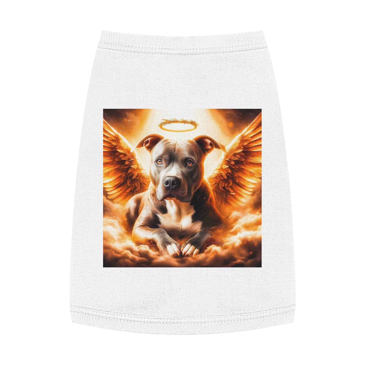 Pet Tank Top Pit Bull glowing Angel Pets Printify M White