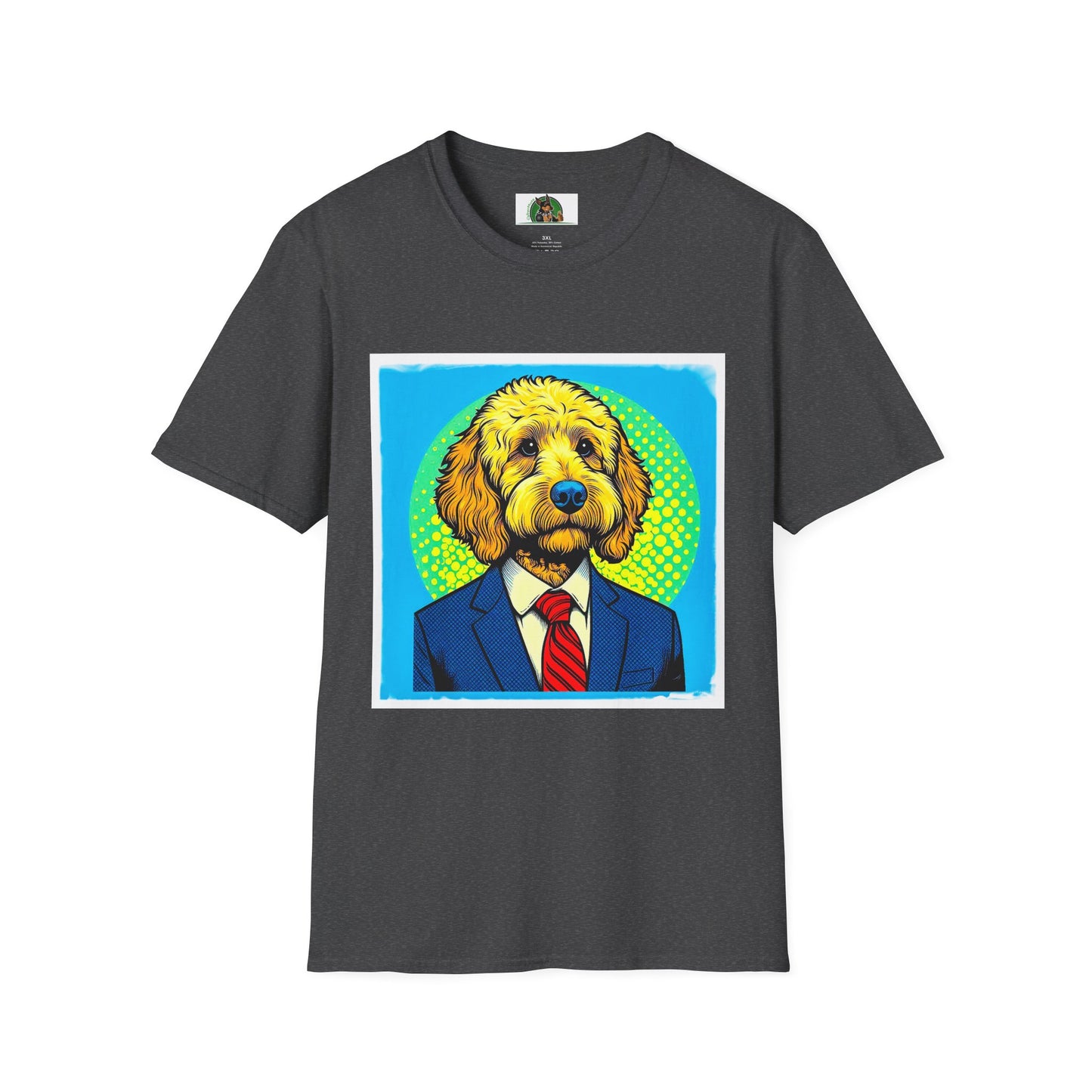 Golden Doodle businessman t shirt T-Shirt Printify XS Dark Heather