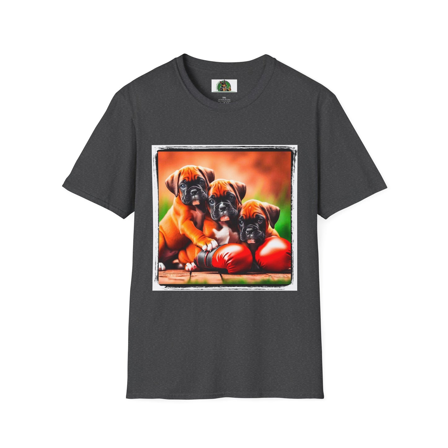 Boxer Puppy Dogs TShirt T-Shirt Printify XS Dark Heather