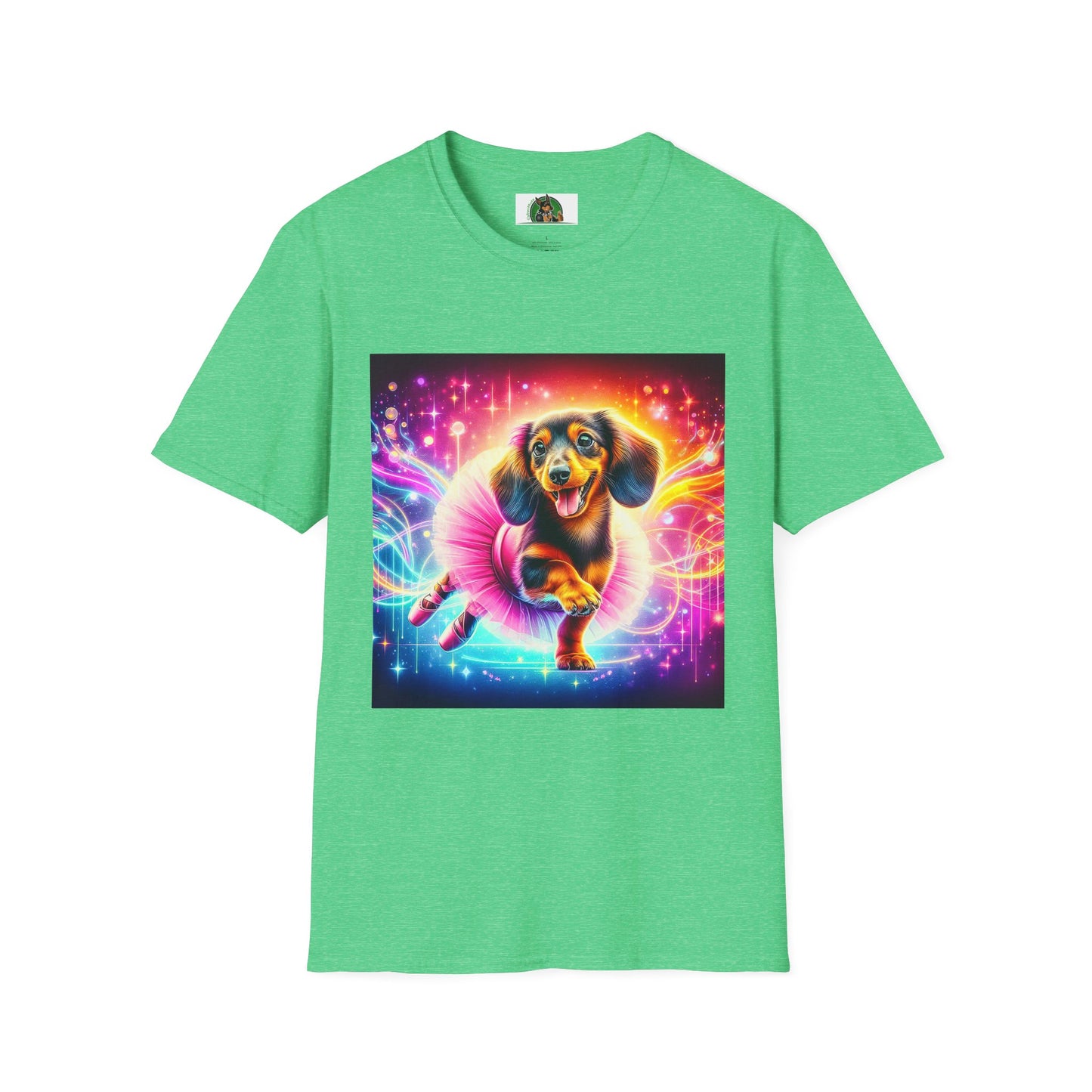 Dachshund dancing ballerina t shirt T-Shirt Printify S Heather Irish Green