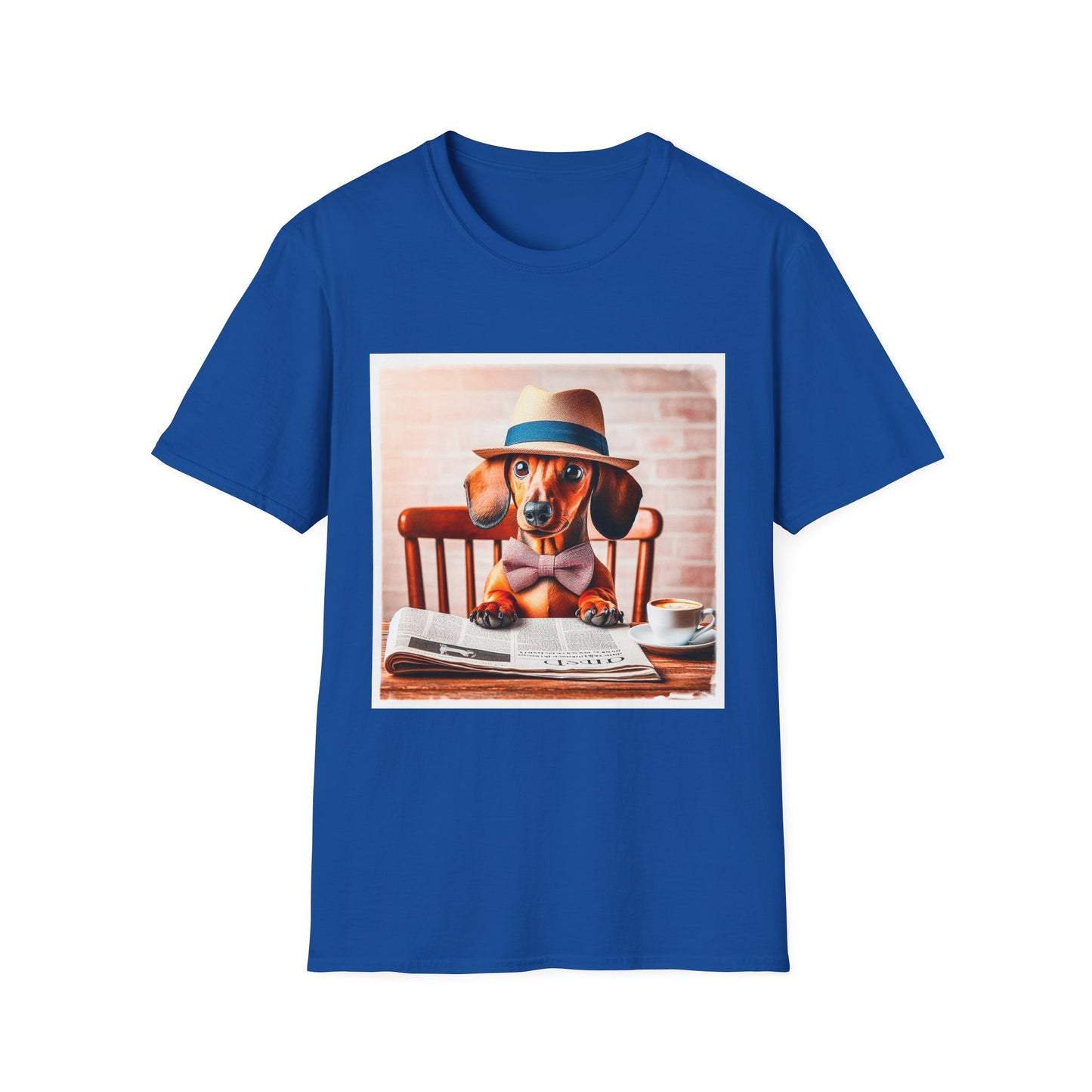 Dachshund reading news t shirt T-Shirt Printify XS Royal