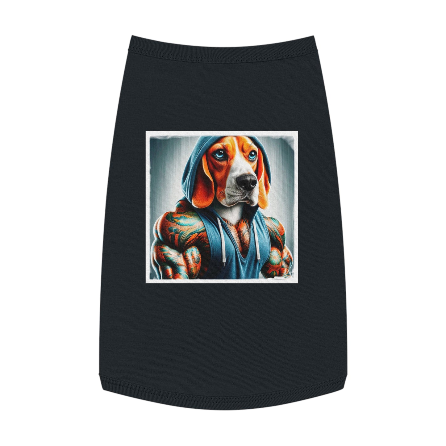 Pet Tank Top Beagle Muscle Dog Wearing Hoodie Pets Printify L Black