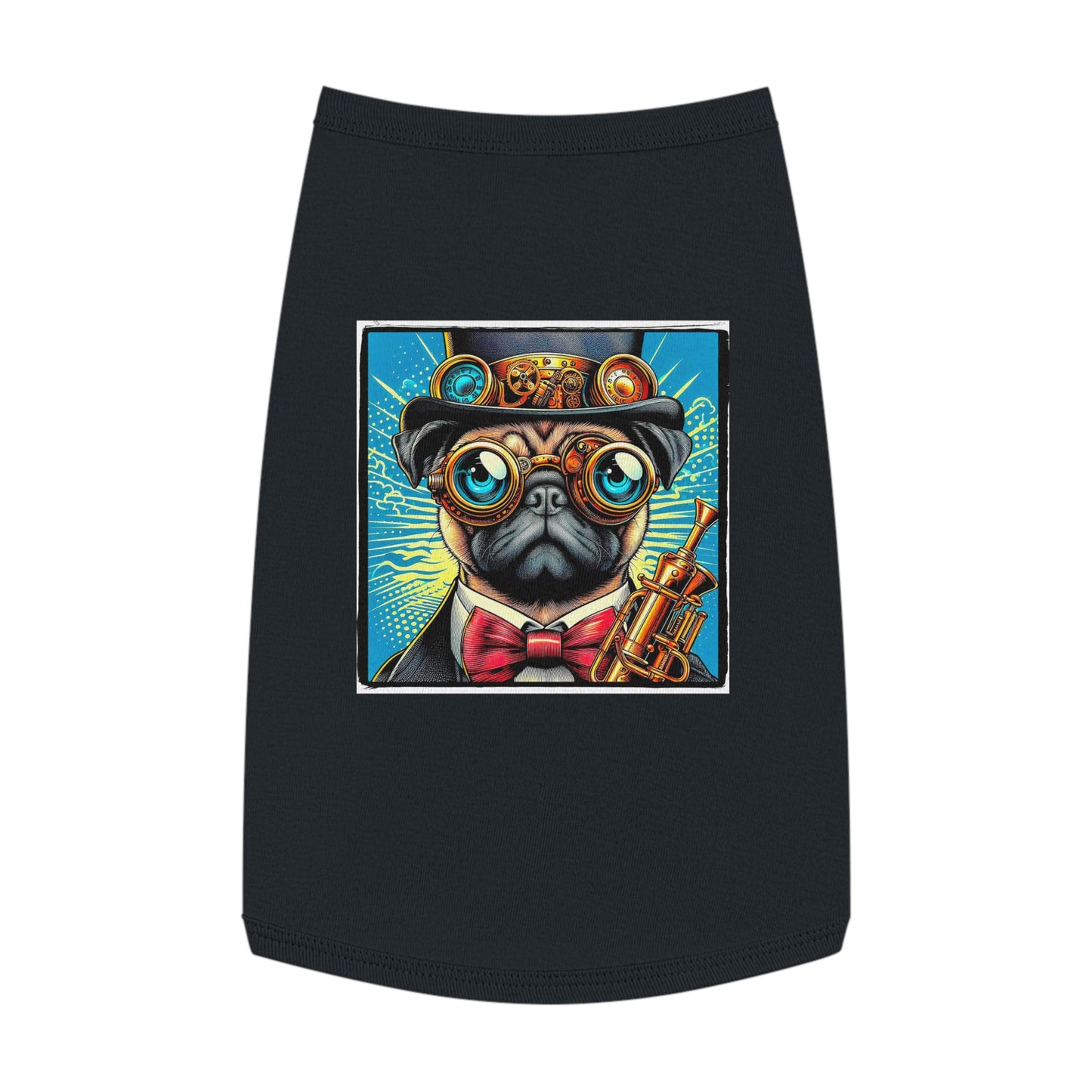 Pet Tank Top Pug steam punk cutie Pets Printify L Black