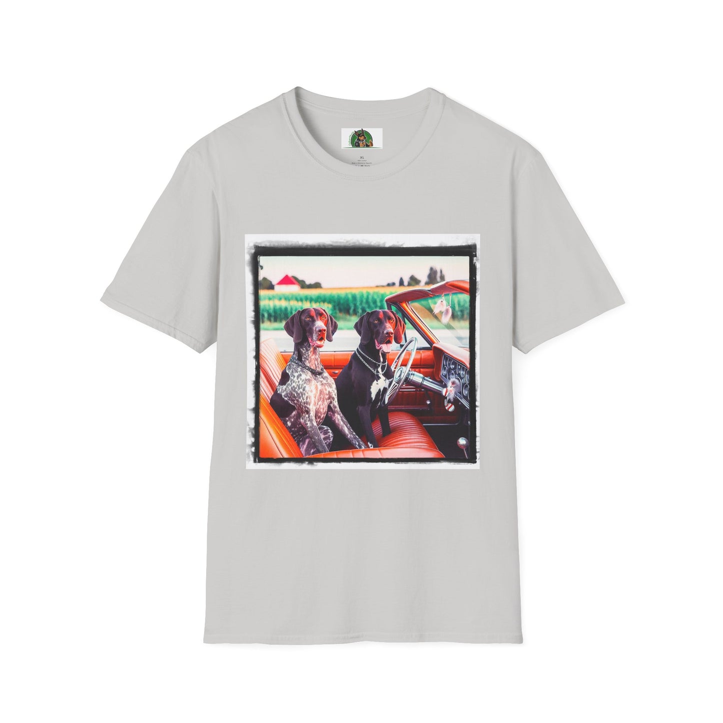 Wacky German Shorthaired Pointer friends driving t shirt T-Shirt Printify S Ice Grey